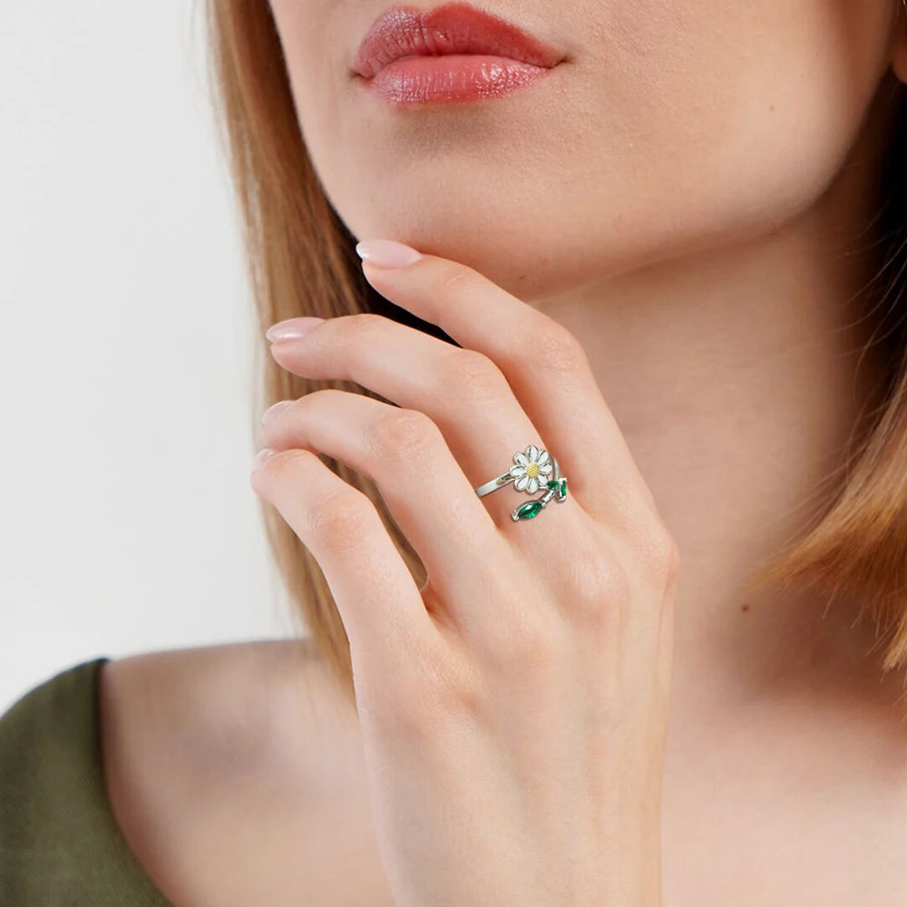 Anillo Giratorio Margarita De Plata