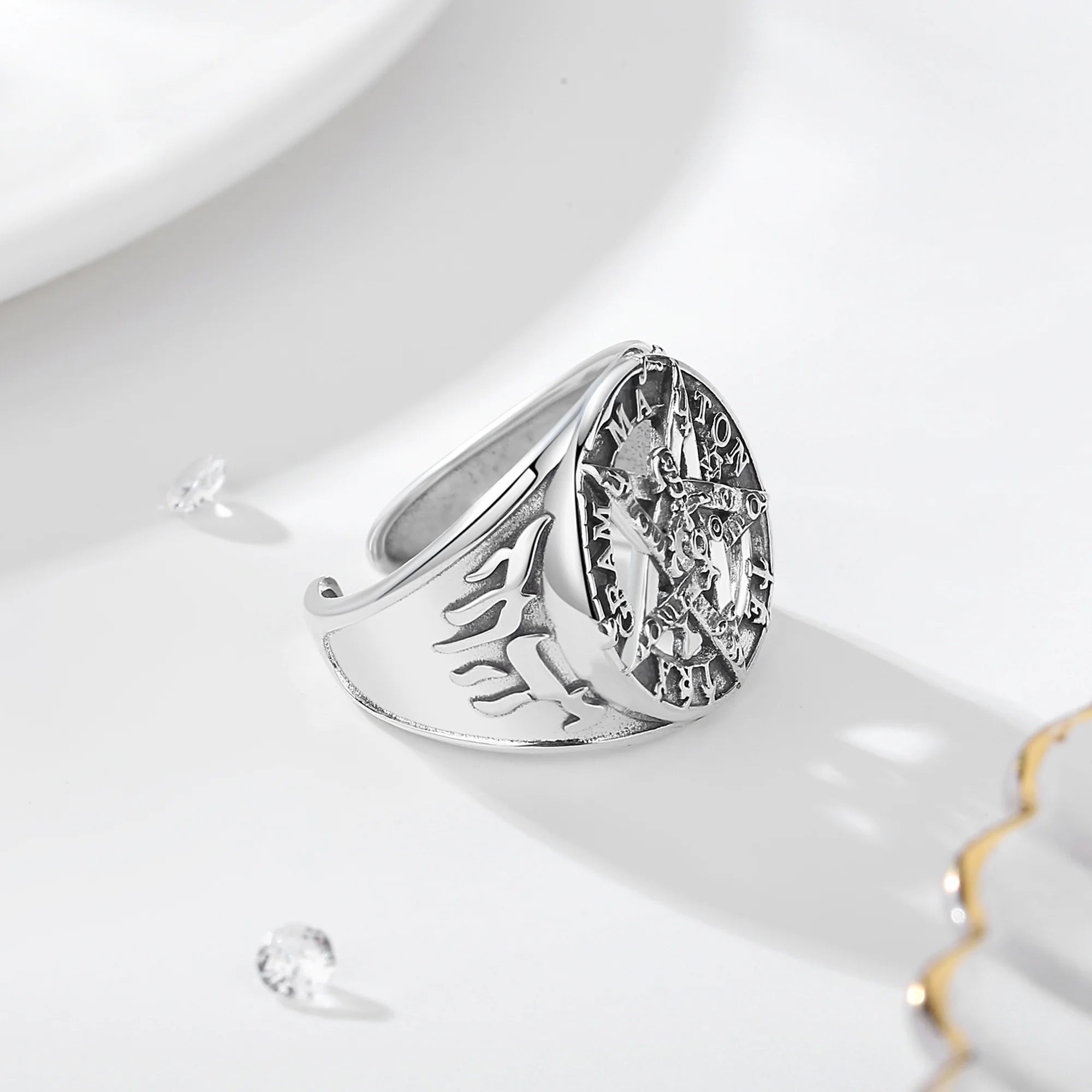 Anillo Ajustable Tetragrámaton de Plata.