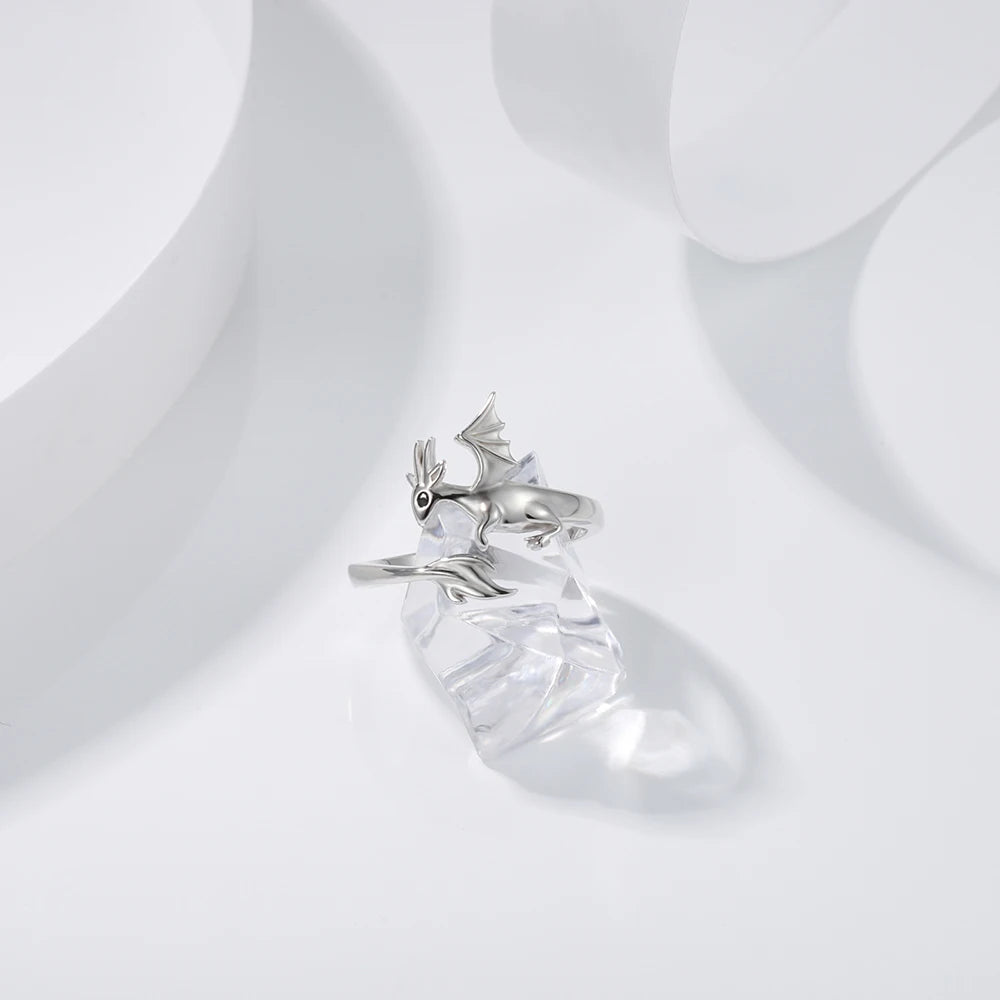 Anillo Ajustable de Dragon de Plata.