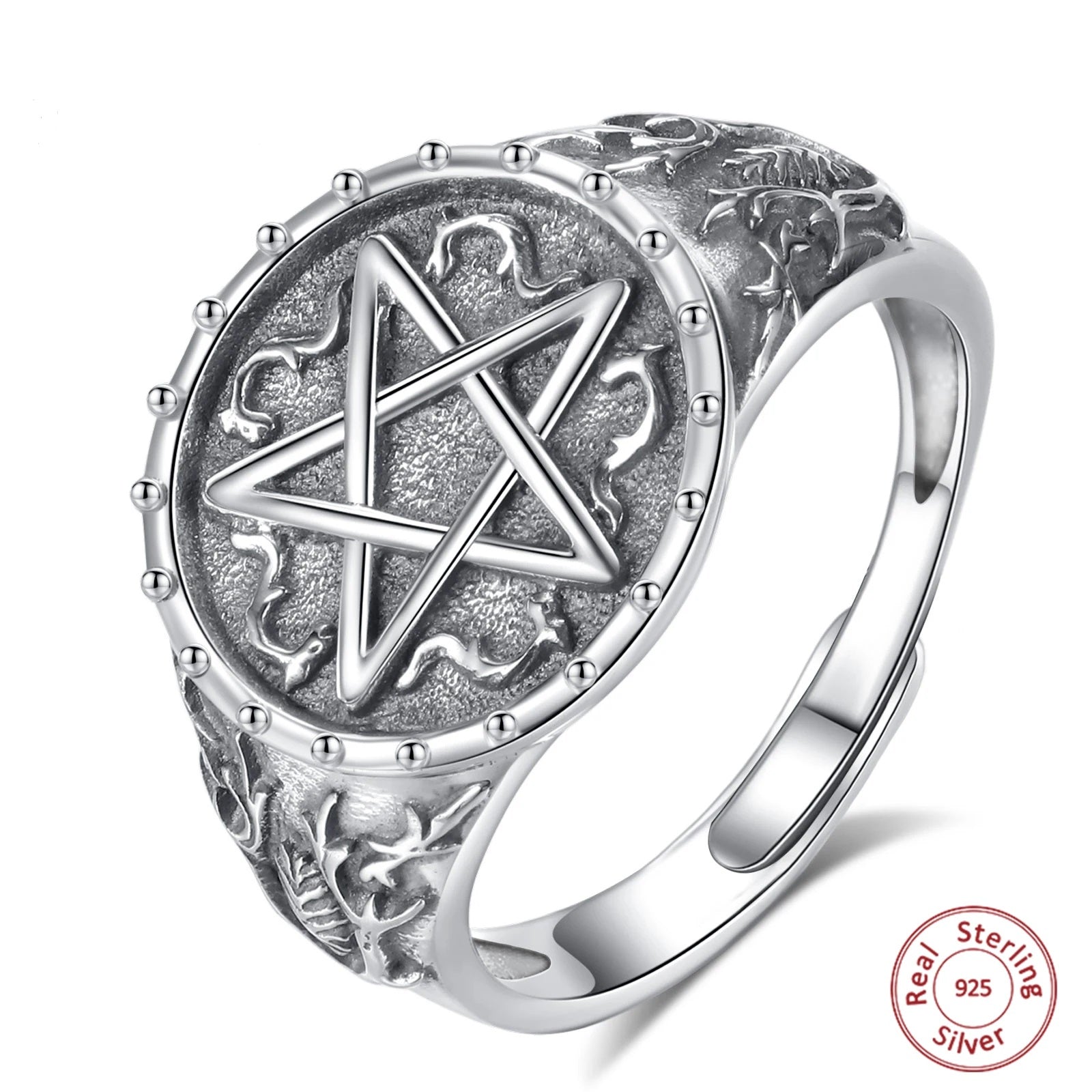 Anillo Ajustable de Pentáculo de Plata.