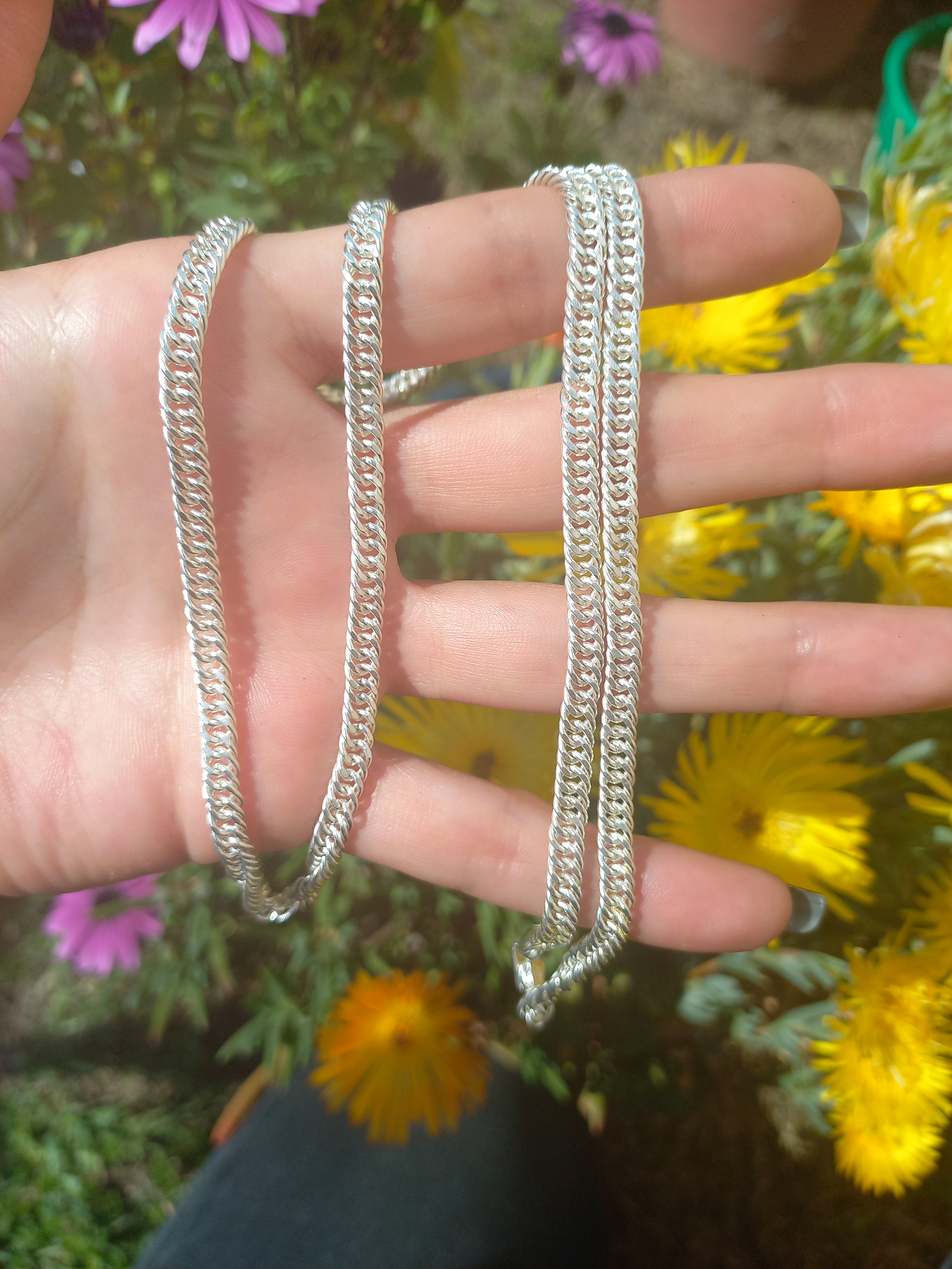 Cadena Doble Grumet 60 cm. Plata 925.