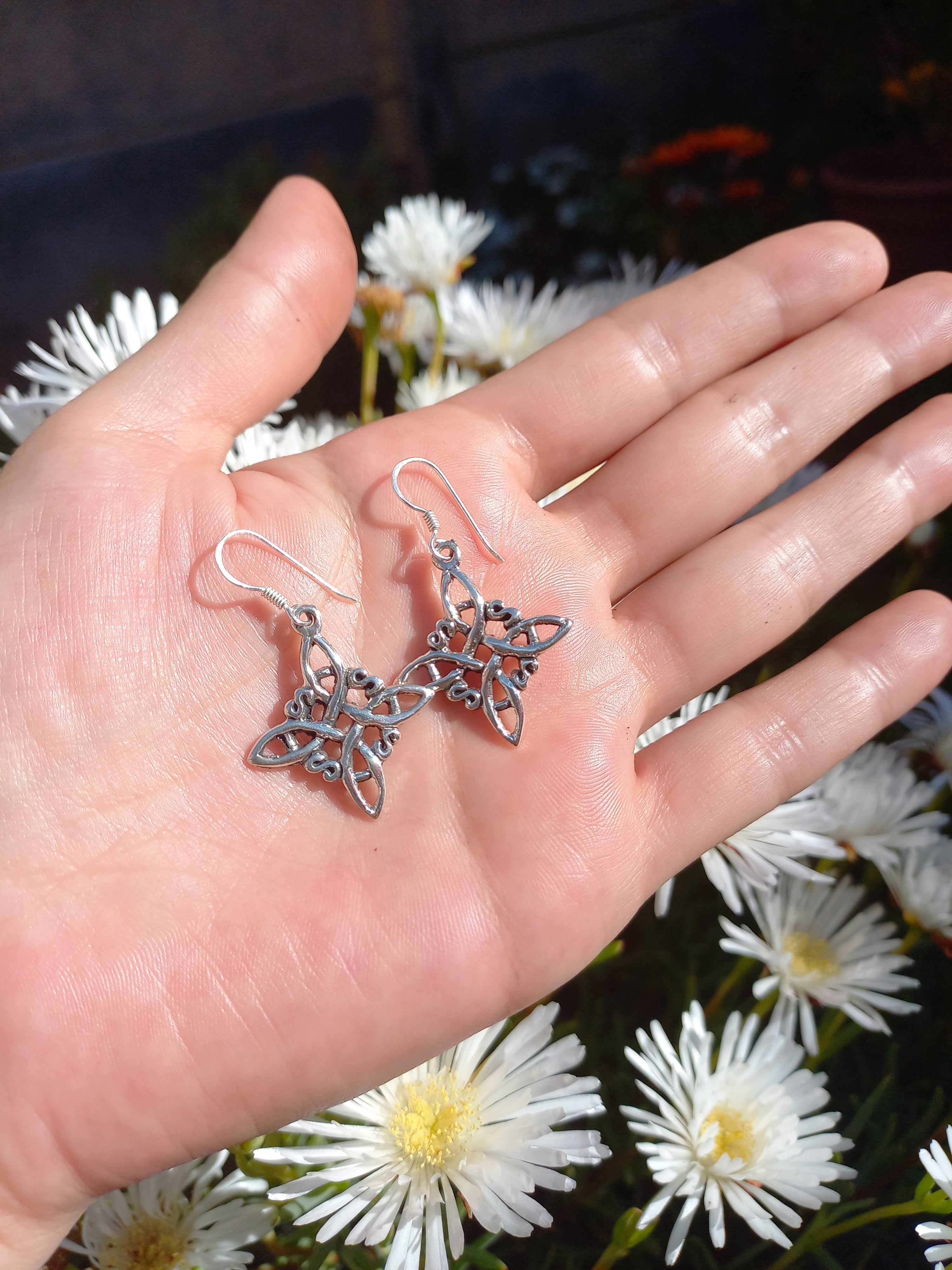 Aros Colgantes de Nudo de Bruja. Plata 925