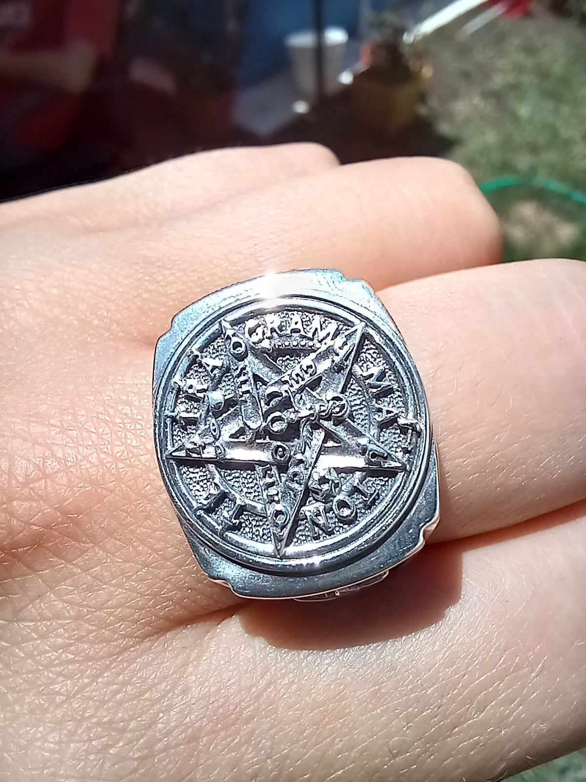 Anillo Tetragrámaton Ajustable de Plata.