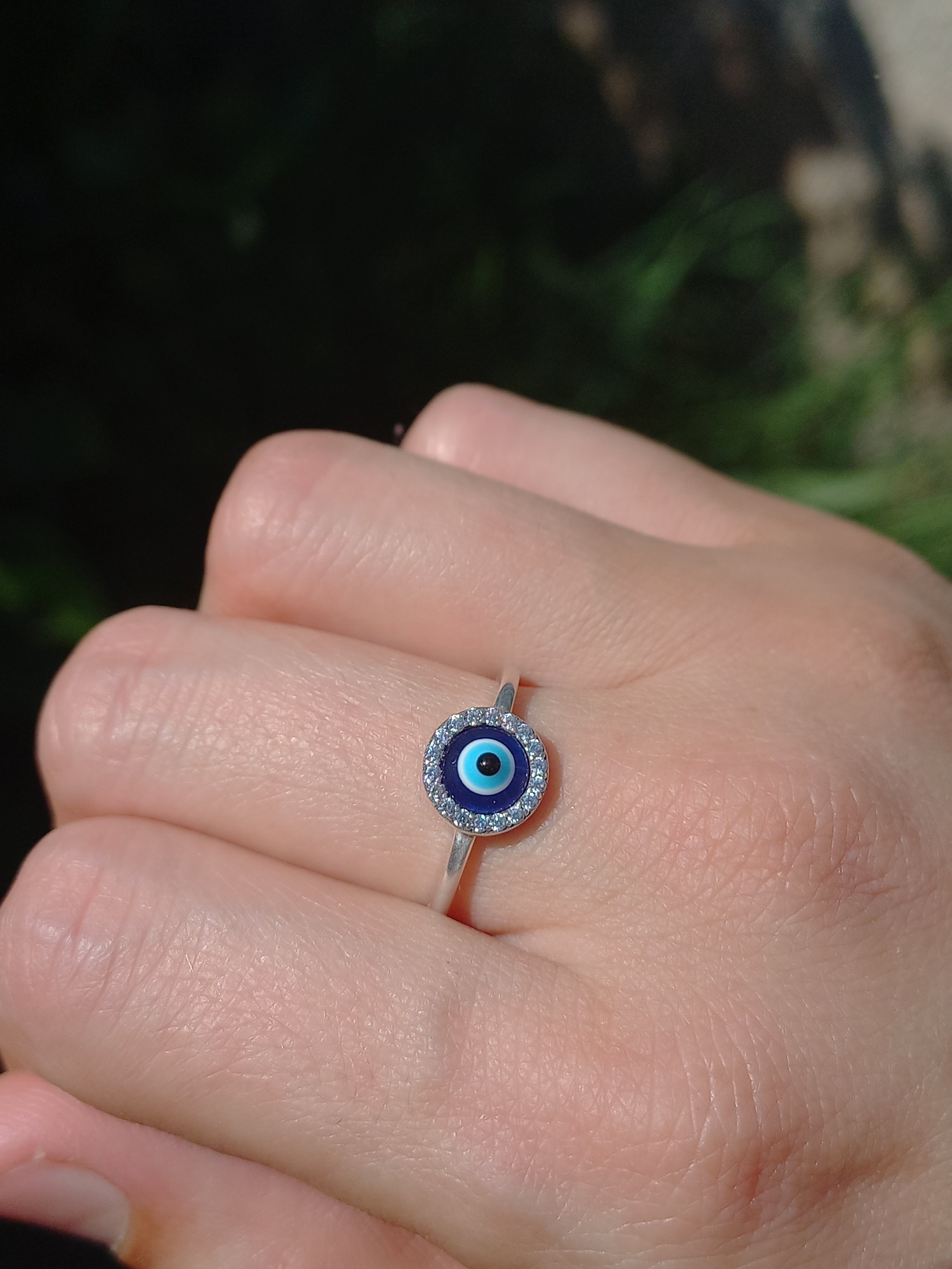 Anillo Ojo Turco Ajustable de Plata.