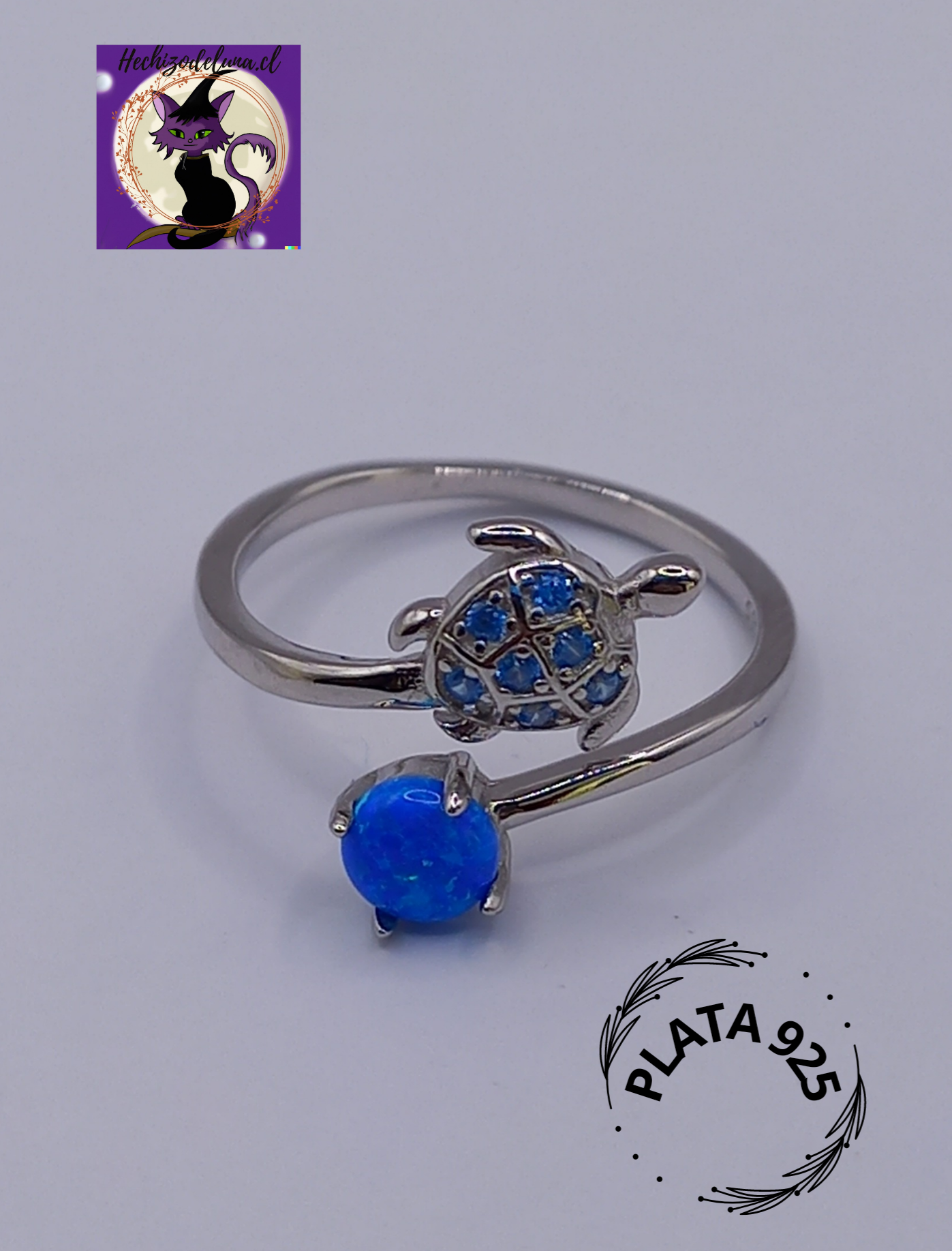 Anillo Ajustable Plata 925 de Tortuga. hechizodeluna