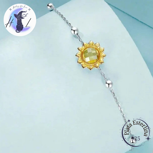 Pulsera De Plata, Diseño Girasol.