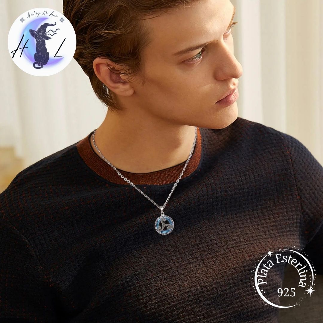Colgante de Plata, Trisquel con Símbolos Nórdicos.