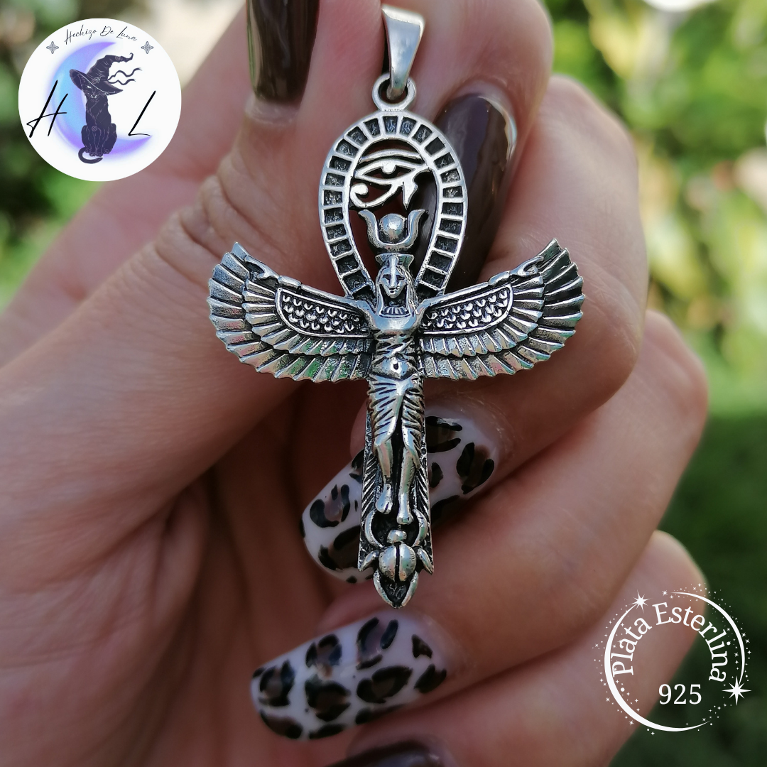 Colgante Isis Diosa Egipcia con Cadena de Plata 50 cm.