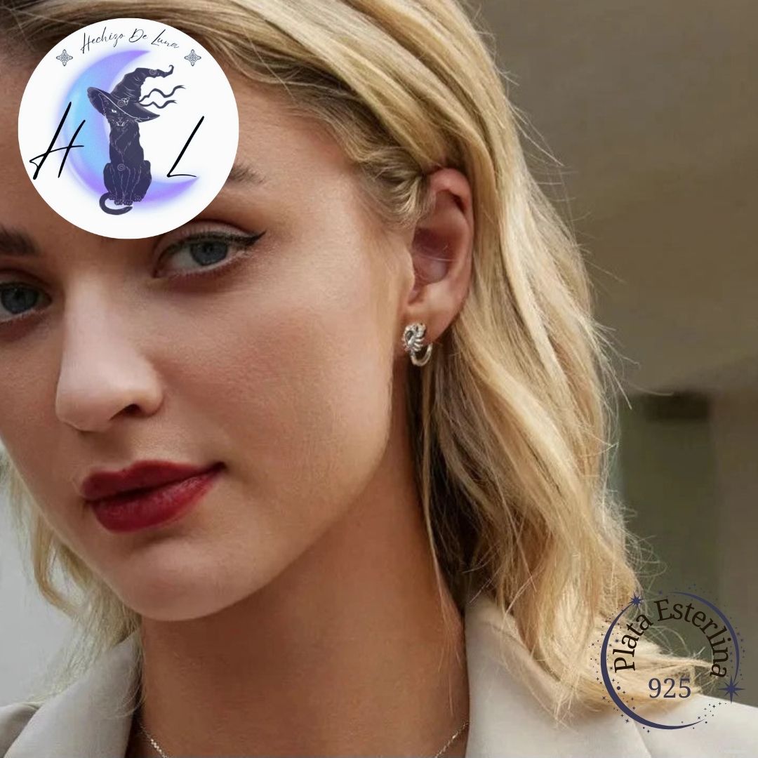 Aros De Plata Y Circón, Diseño Escorpión.