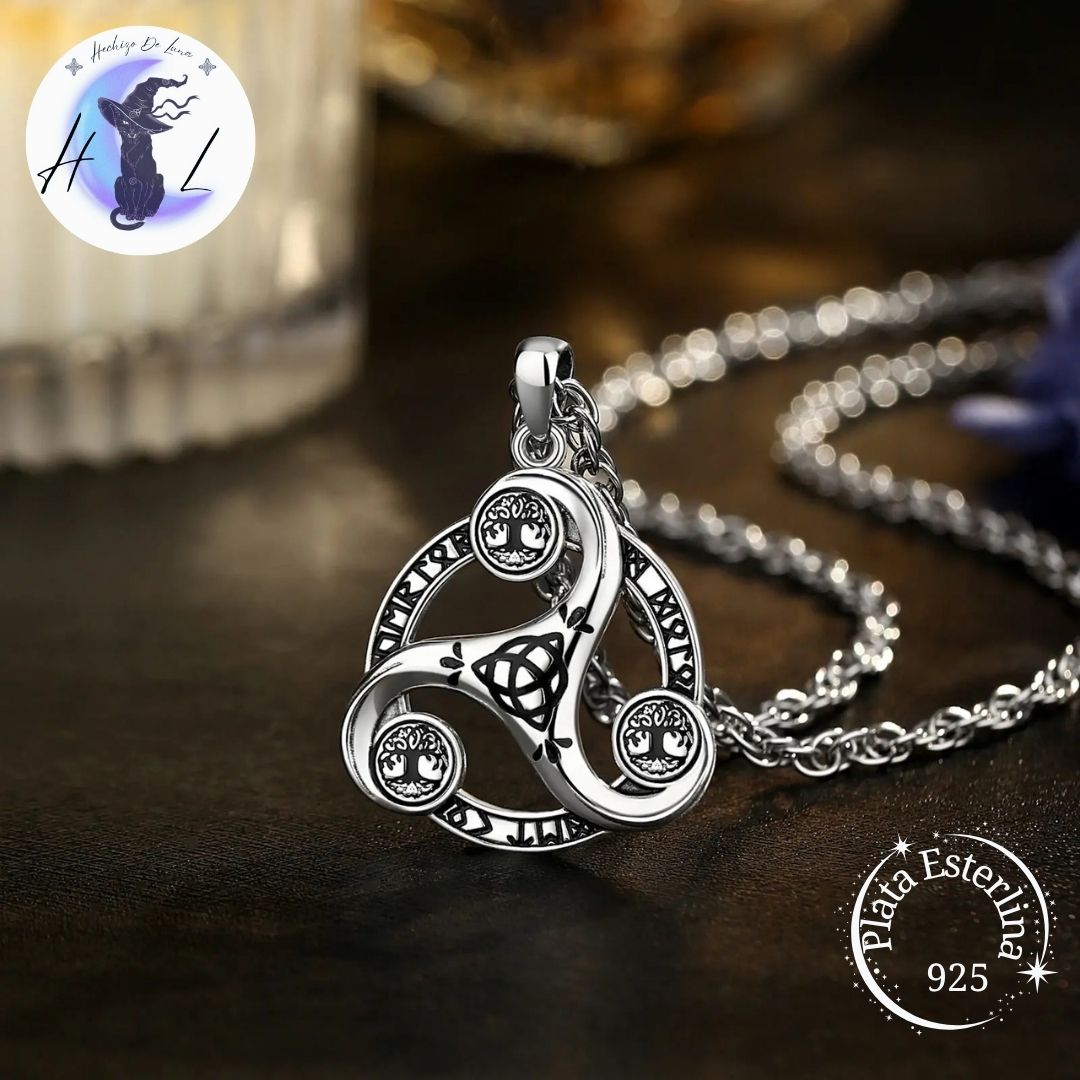Colgante de Plata, Trisquel con Símbolos Nórdicos.