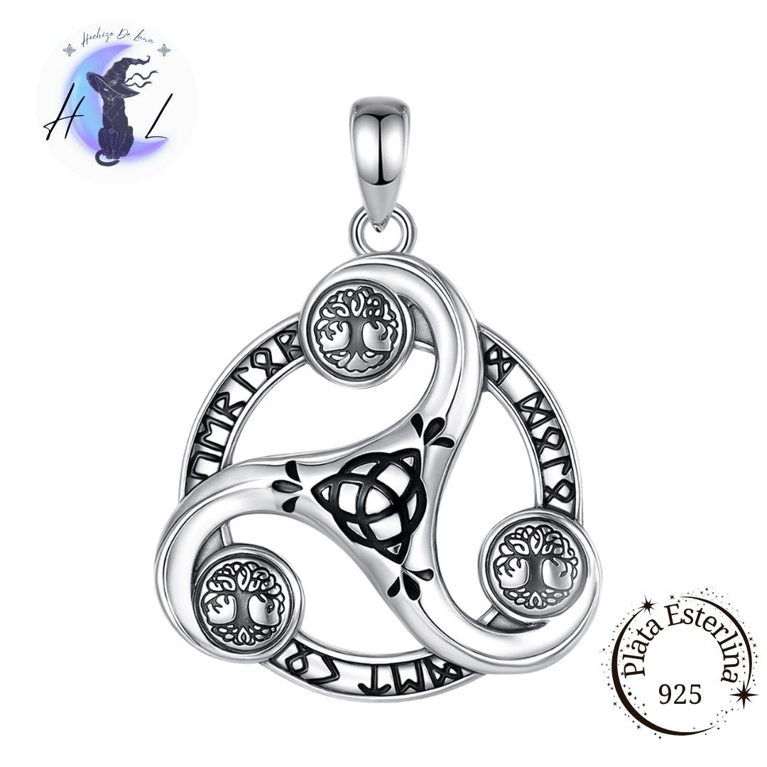 Colgante de Plata, Trisquel con Símbolos Nórdicos.