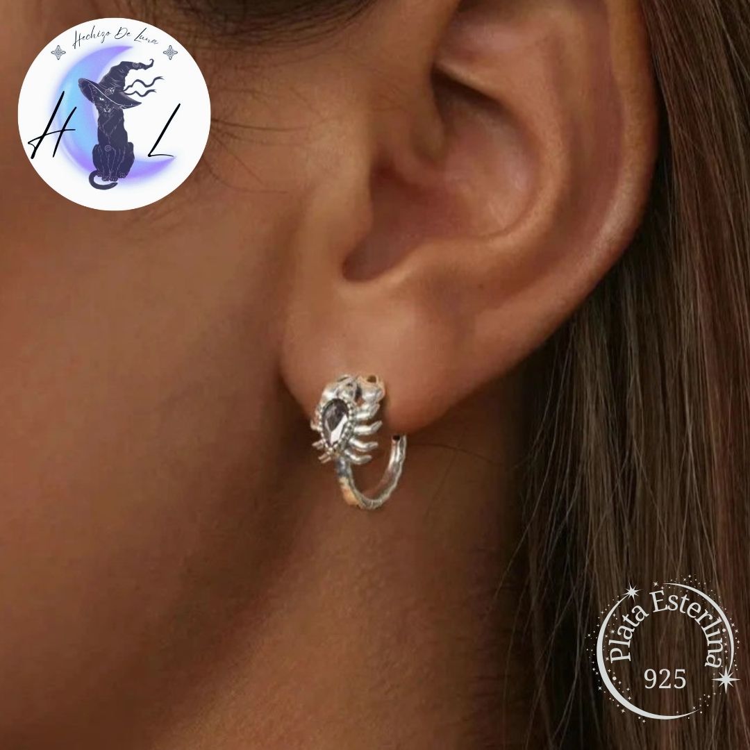 Aros De Plata Y Circón, Diseño Escorpión.