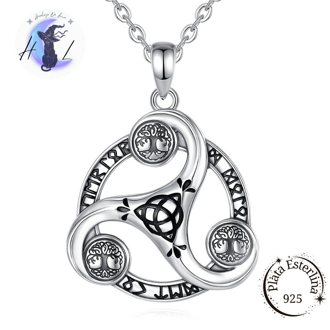 Colgante de Plata, Trisquel con Símbolos Nórdicos.