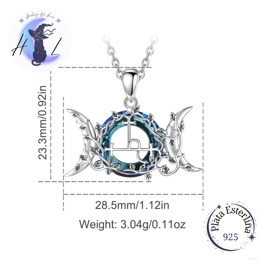 Colgante De Plata Y Cristal Austriaco, Sigilo De Lilith Con Triple Luna.