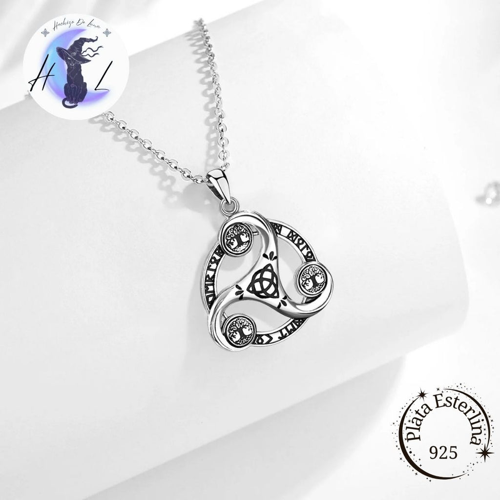 Colgante de Plata, Trisquel con Símbolos Nórdicos.