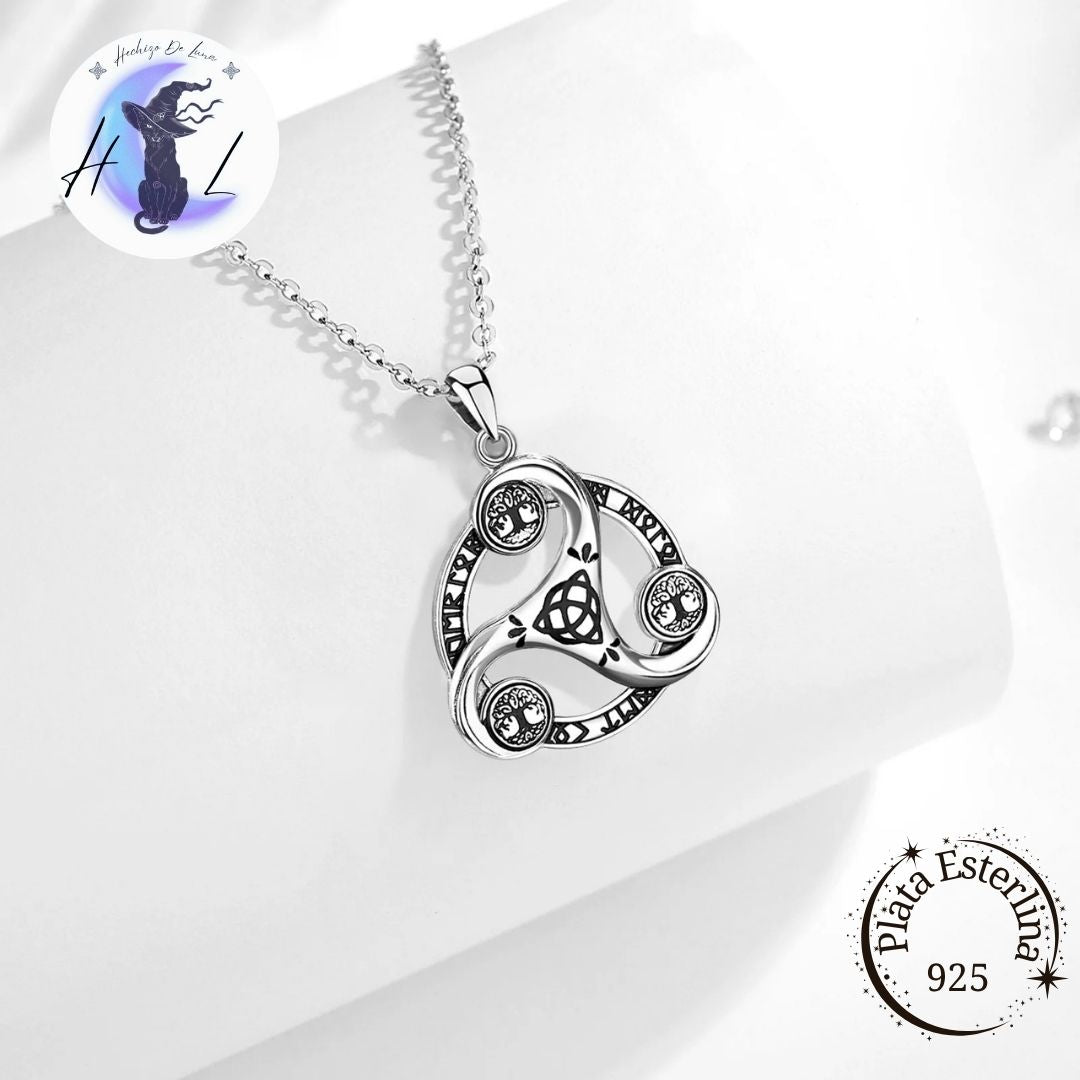 Colgante de Plata, Trisquel con Símbolos Nórdicos.