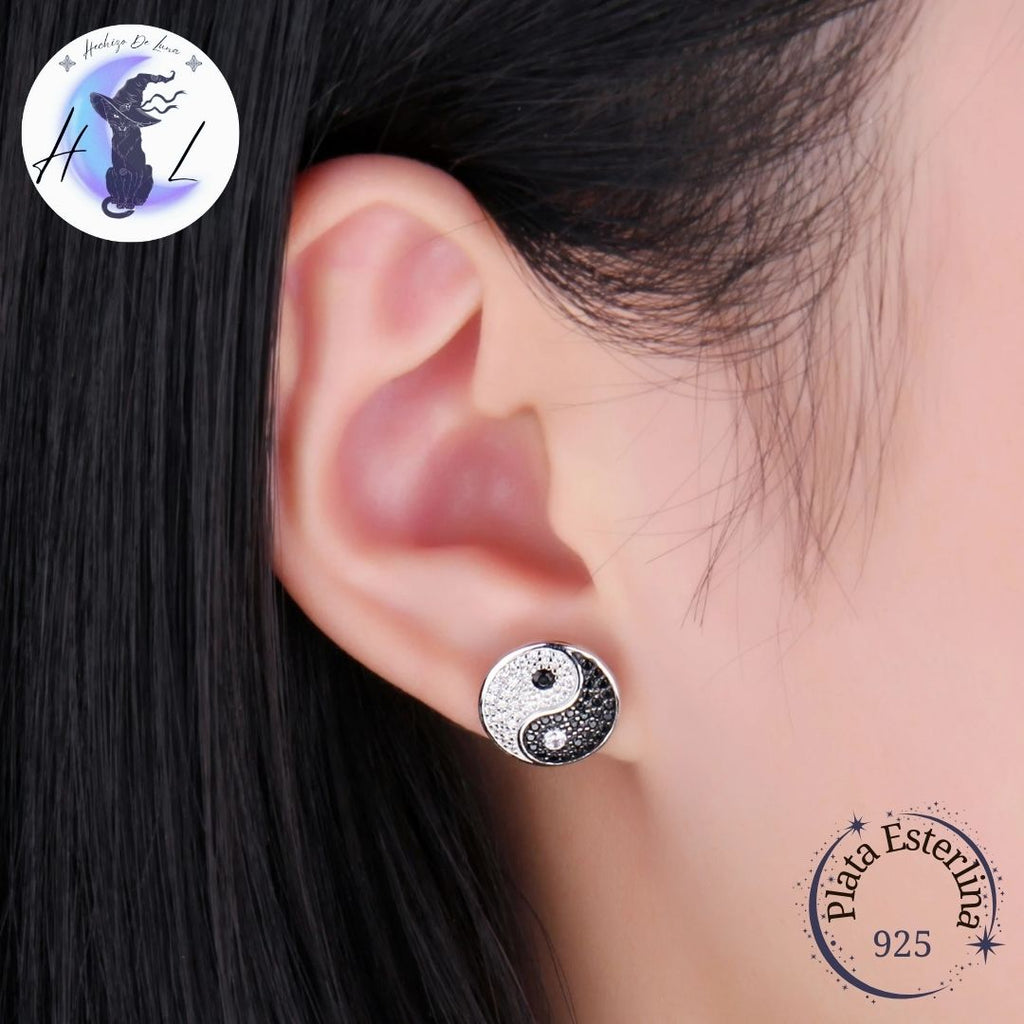 Aros De Plata Y Espinela, Diseño Yin Yang.
