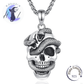 Colgante De Plata, Diseño Calavera Con Serpientes.