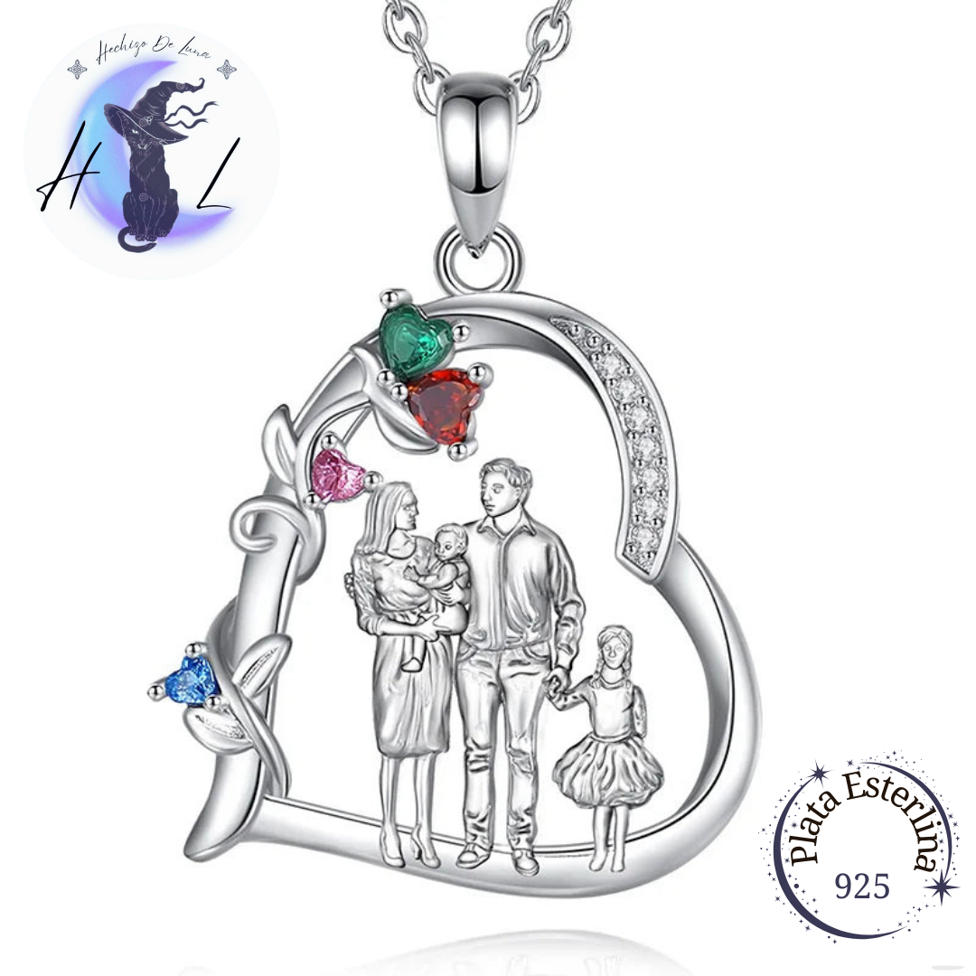 Colgante De Plata Y Circón, Diseño Familia.
