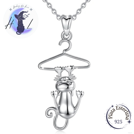 Colgante De Plata, Diseño Gatito Colgando.