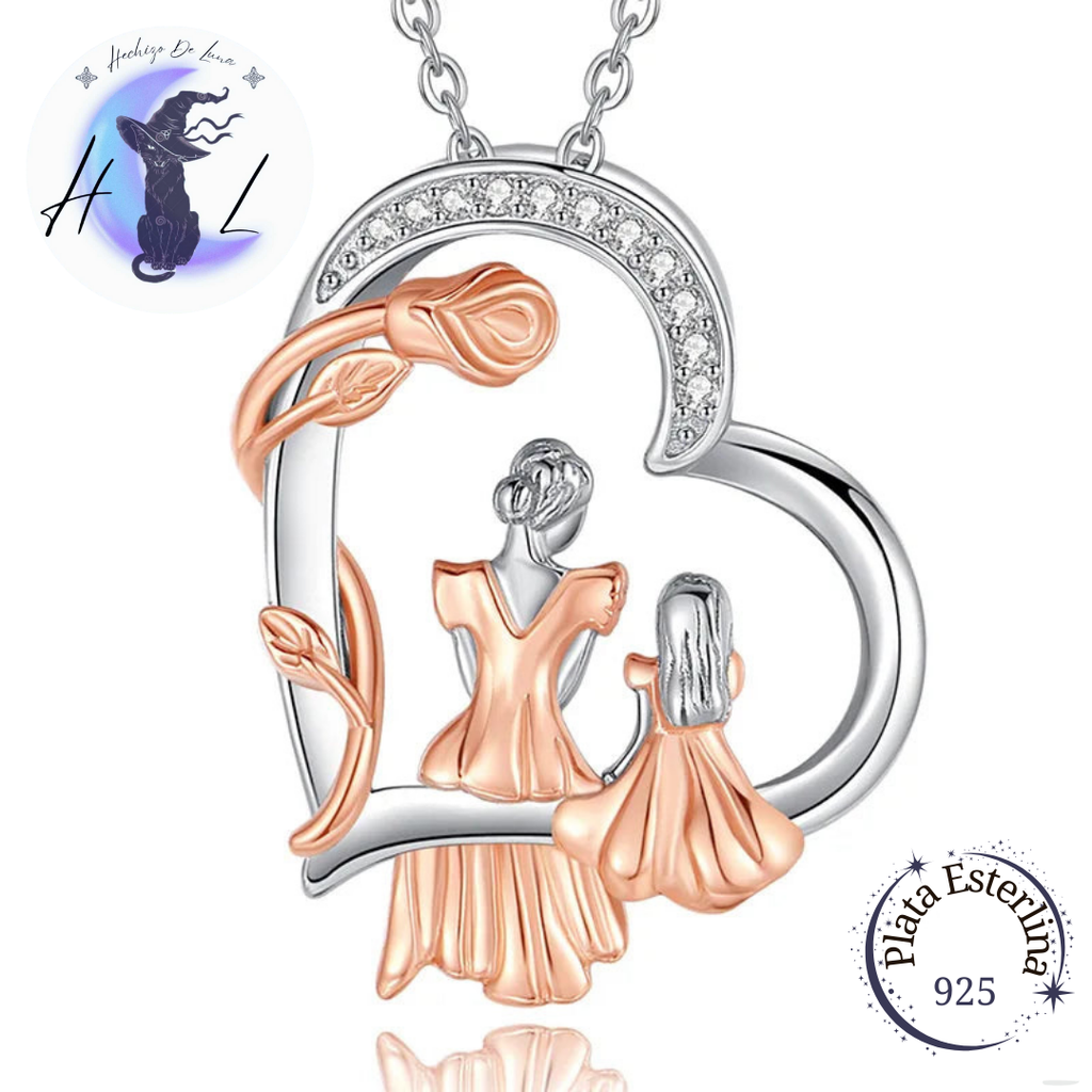Colgante De Plata Y Circón, Diseño Madre e Hija.