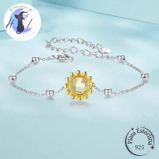 Pulsera De Plata, Diseño Girasol.