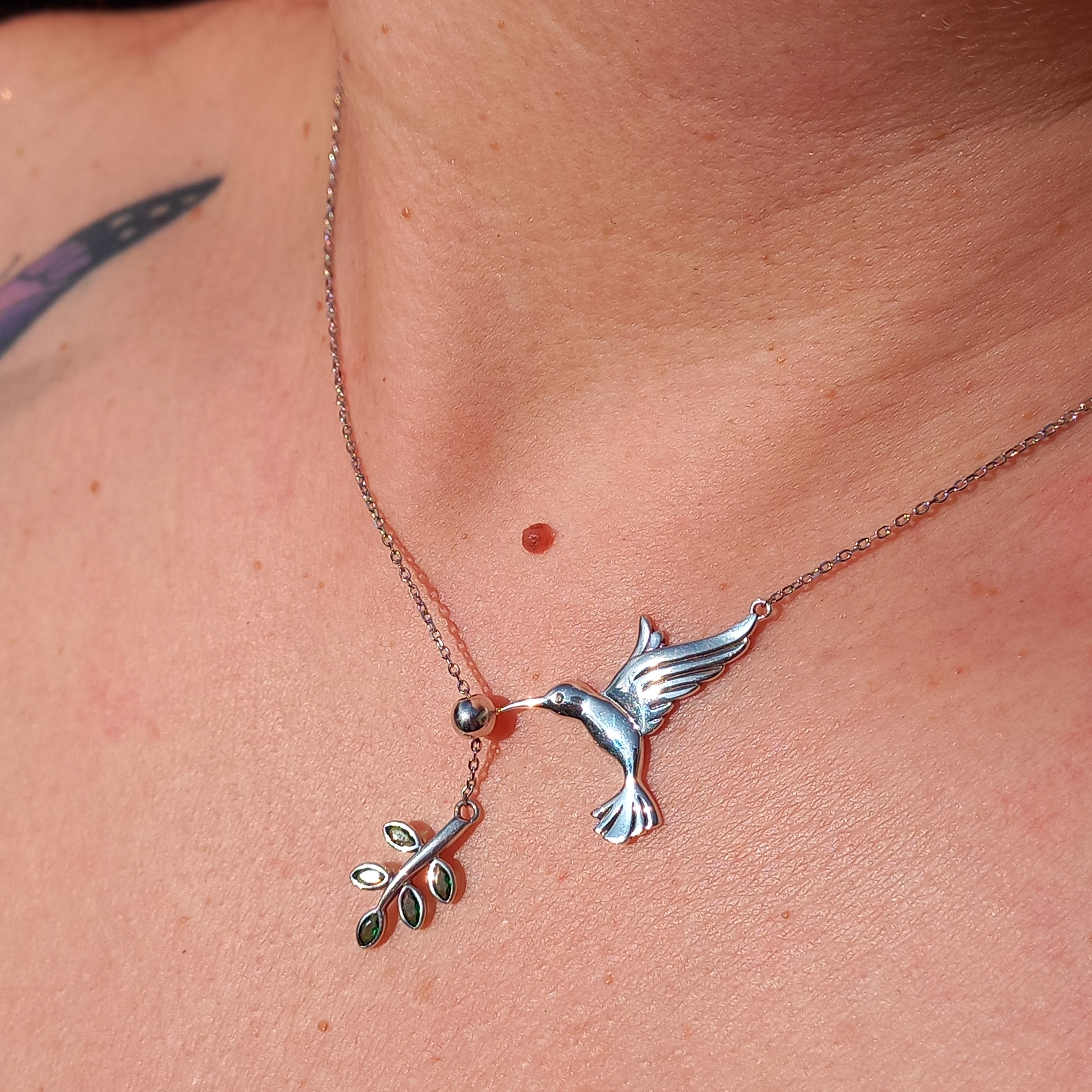 Collar de Colibrí en Plata.