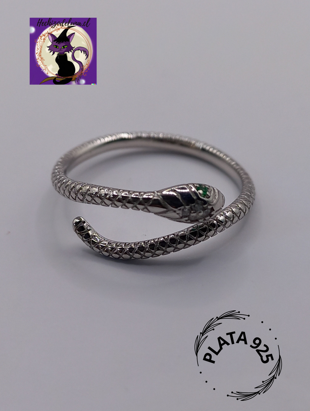 Anillo Ajustable de Serpiente de Plata.