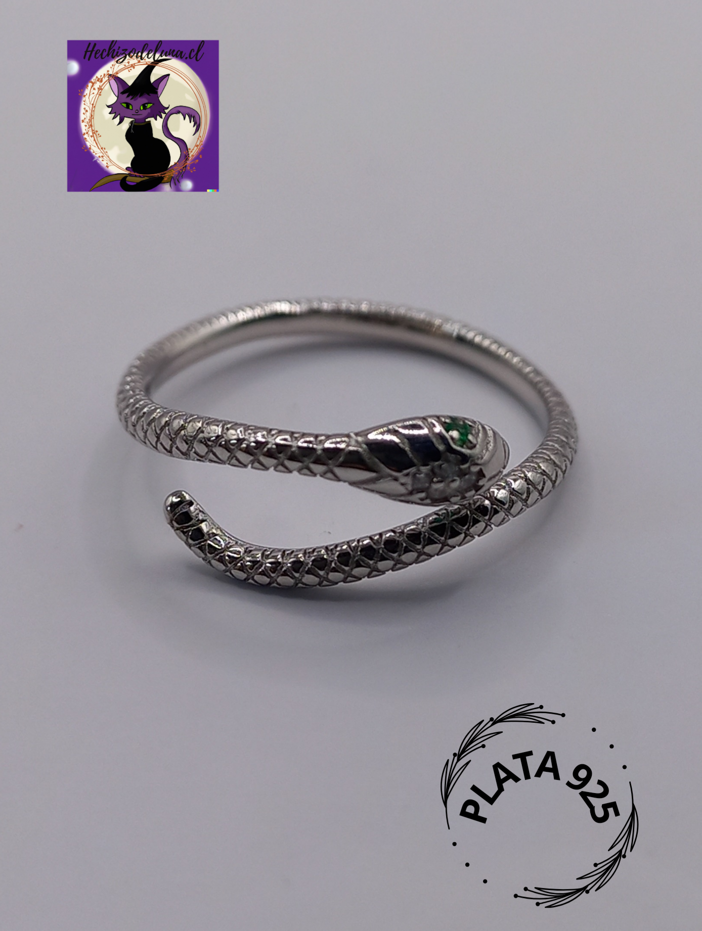 Anillo Ajustable de Serpiente de Plata.