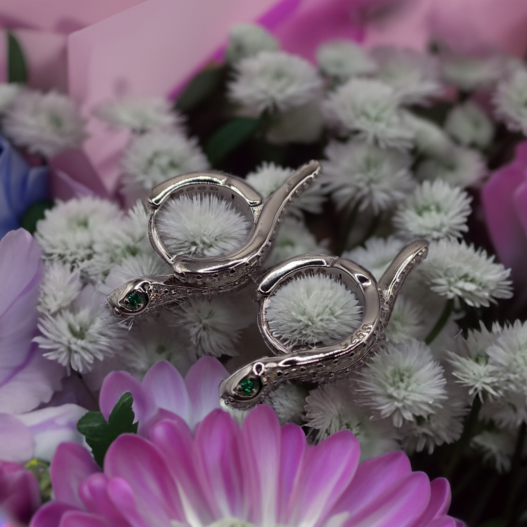Aros de Serpiente con Circones de Plata.