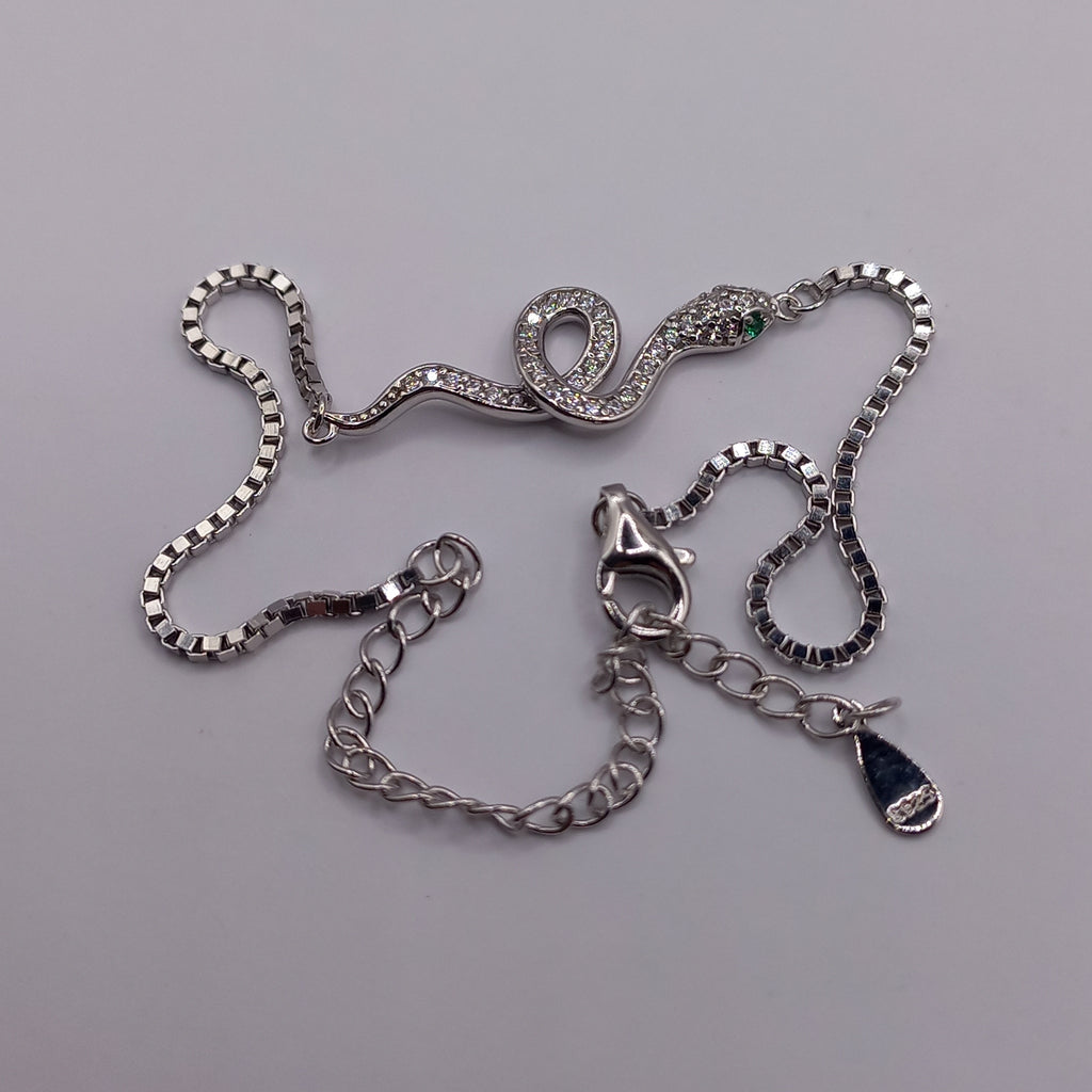 Pulsera de Serpiente Ajustable de Plata.