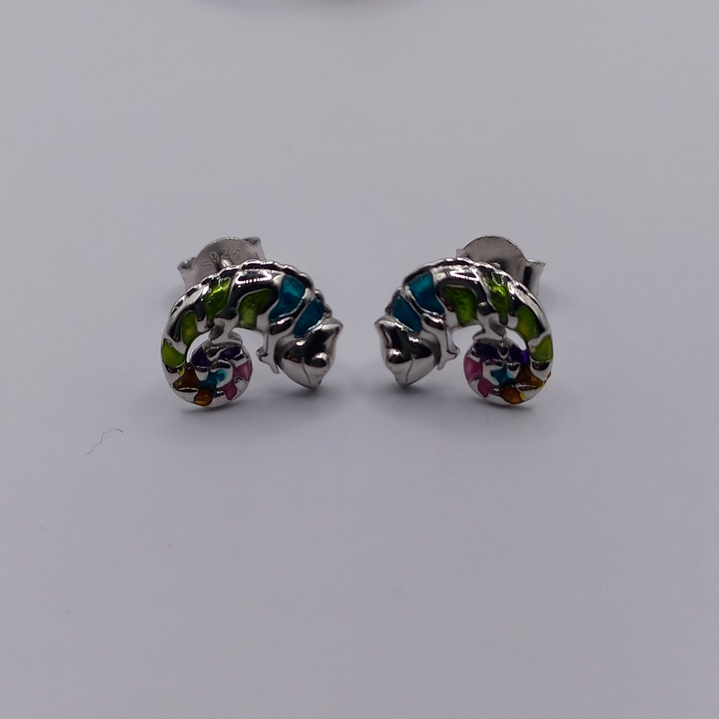 Conjunto Anillo Ajustable + Aros de Camaleón de Plata.