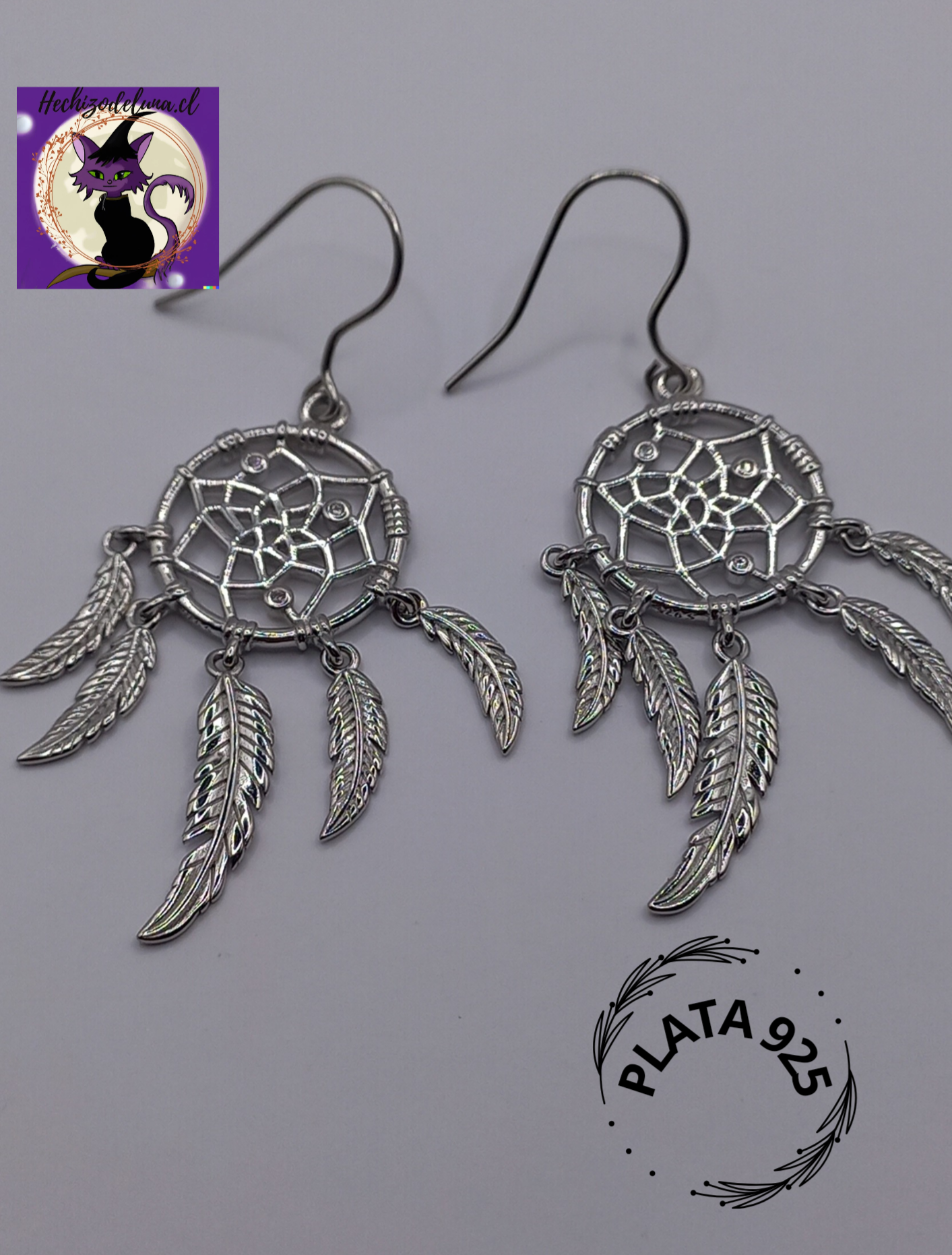 Aros Colgantes Atrapasueños.  Plata 925