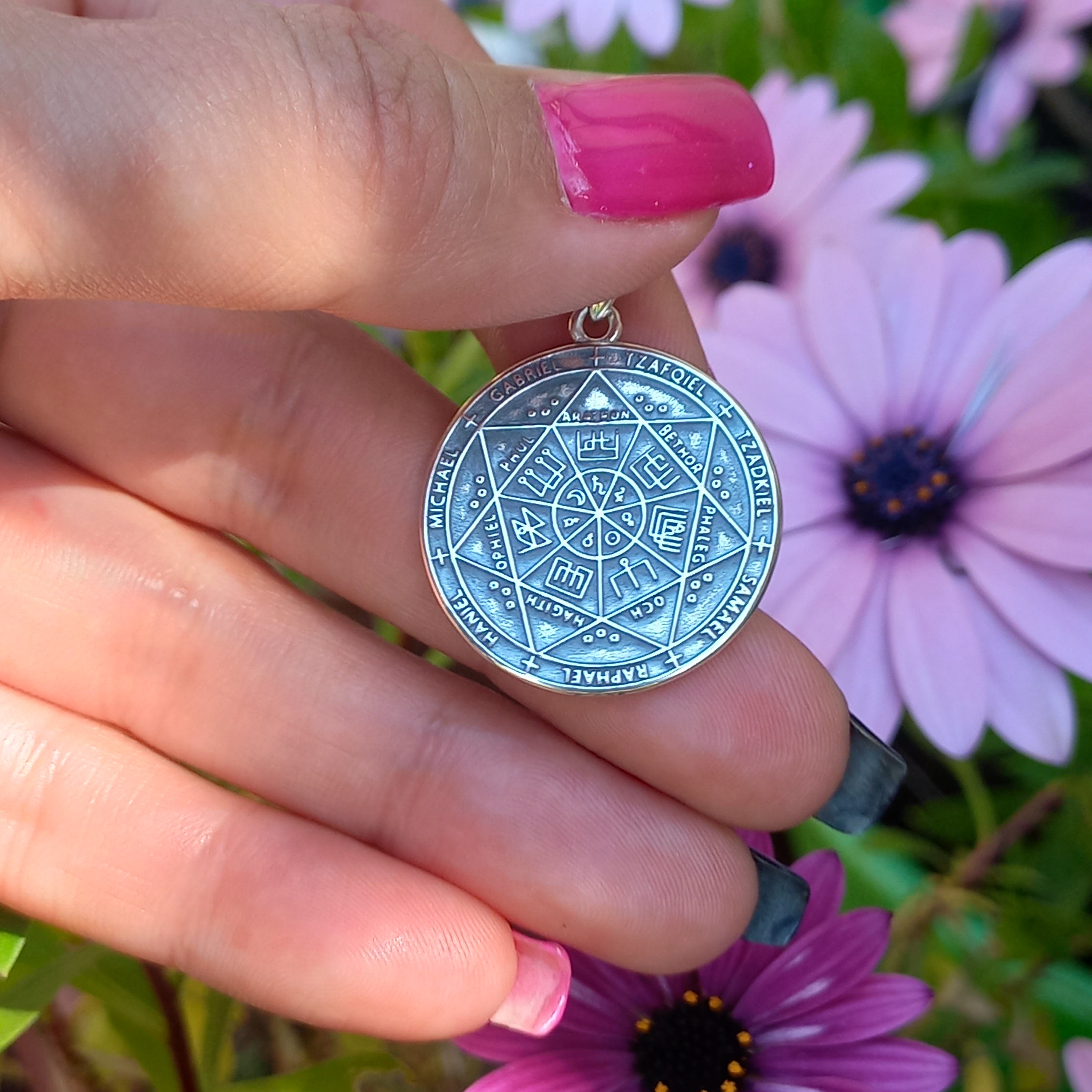 Colgante Los Siete Arcángeles con Cadena de Plata 50 cm.