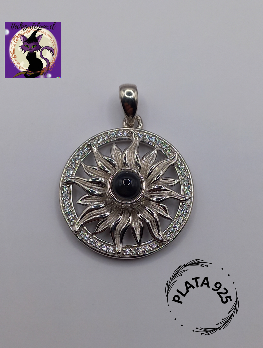 Colgante Girasol I Love You con Cadena de Plata 50 cm.
