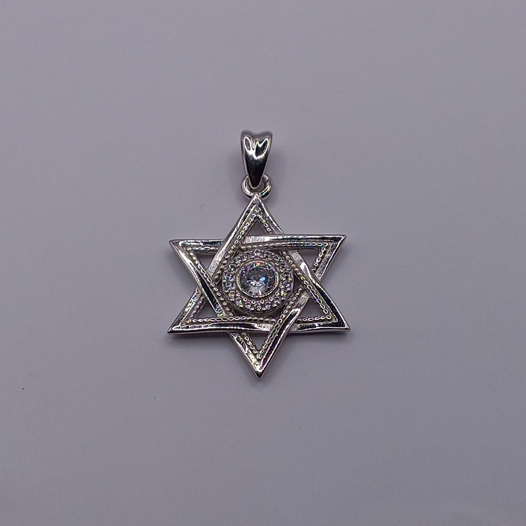 Colgante Estrella de David con Circon de Plata.