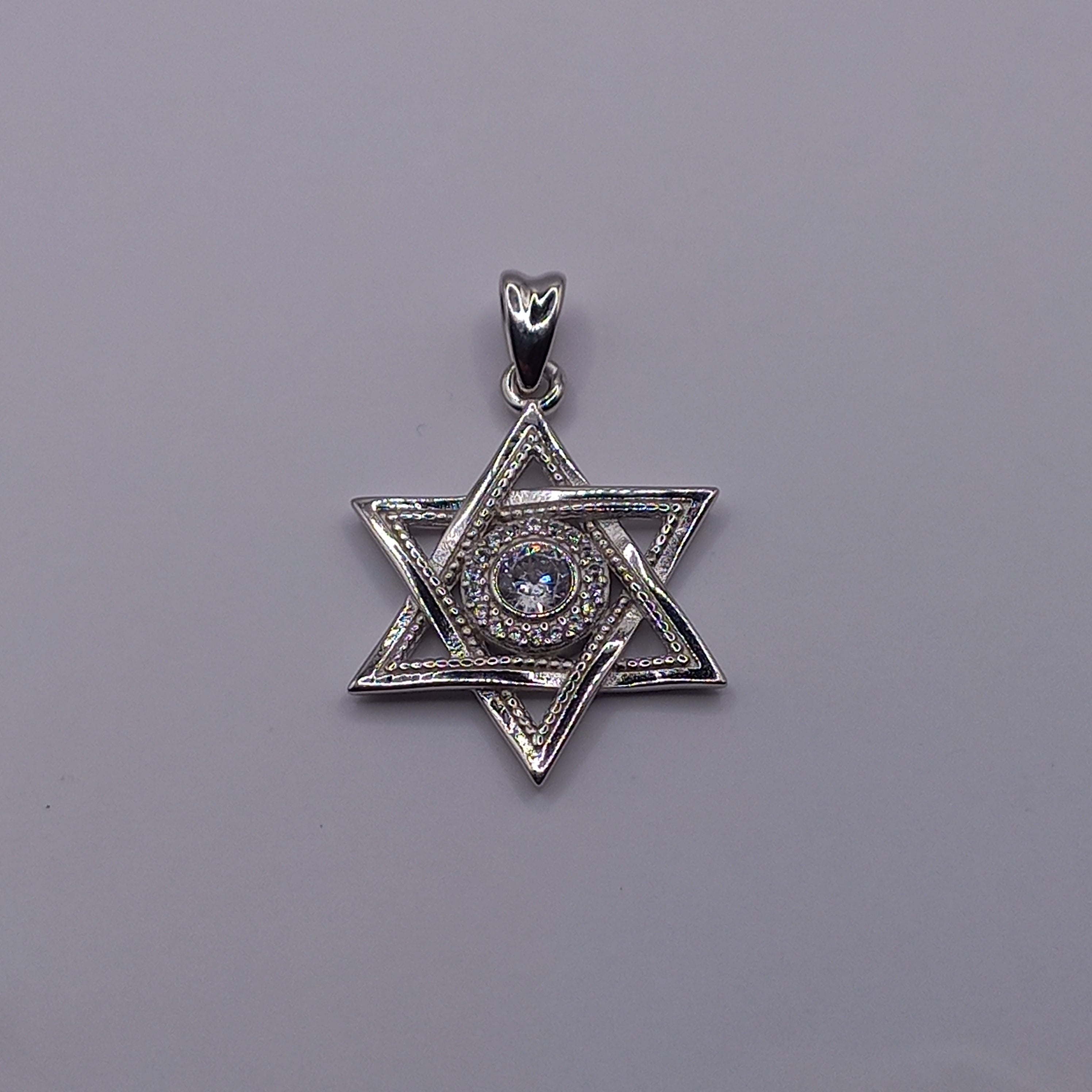 Colgante Estrella de David con Circon de Plata.