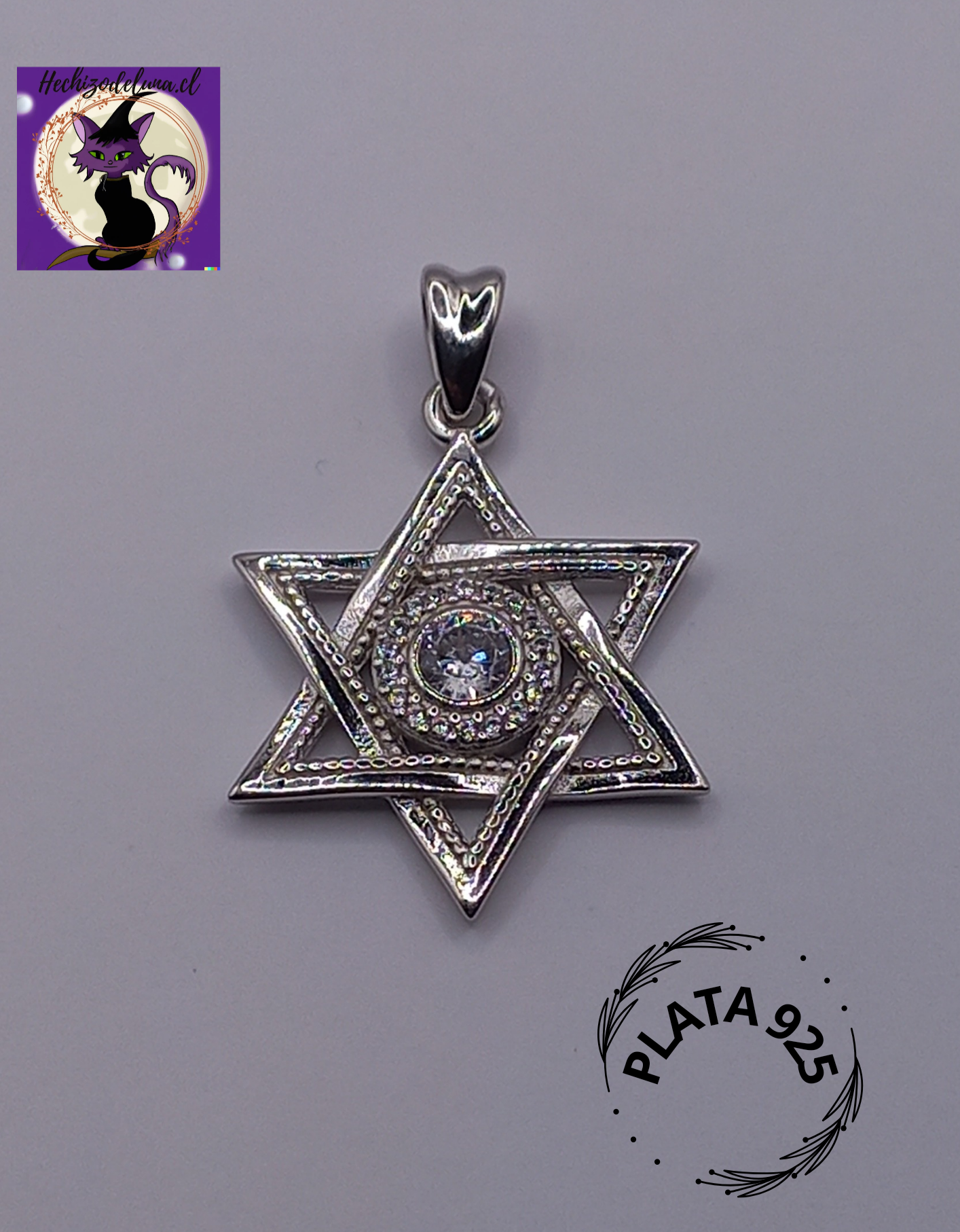 Colgante Estrella de David con Circon de Plata.
