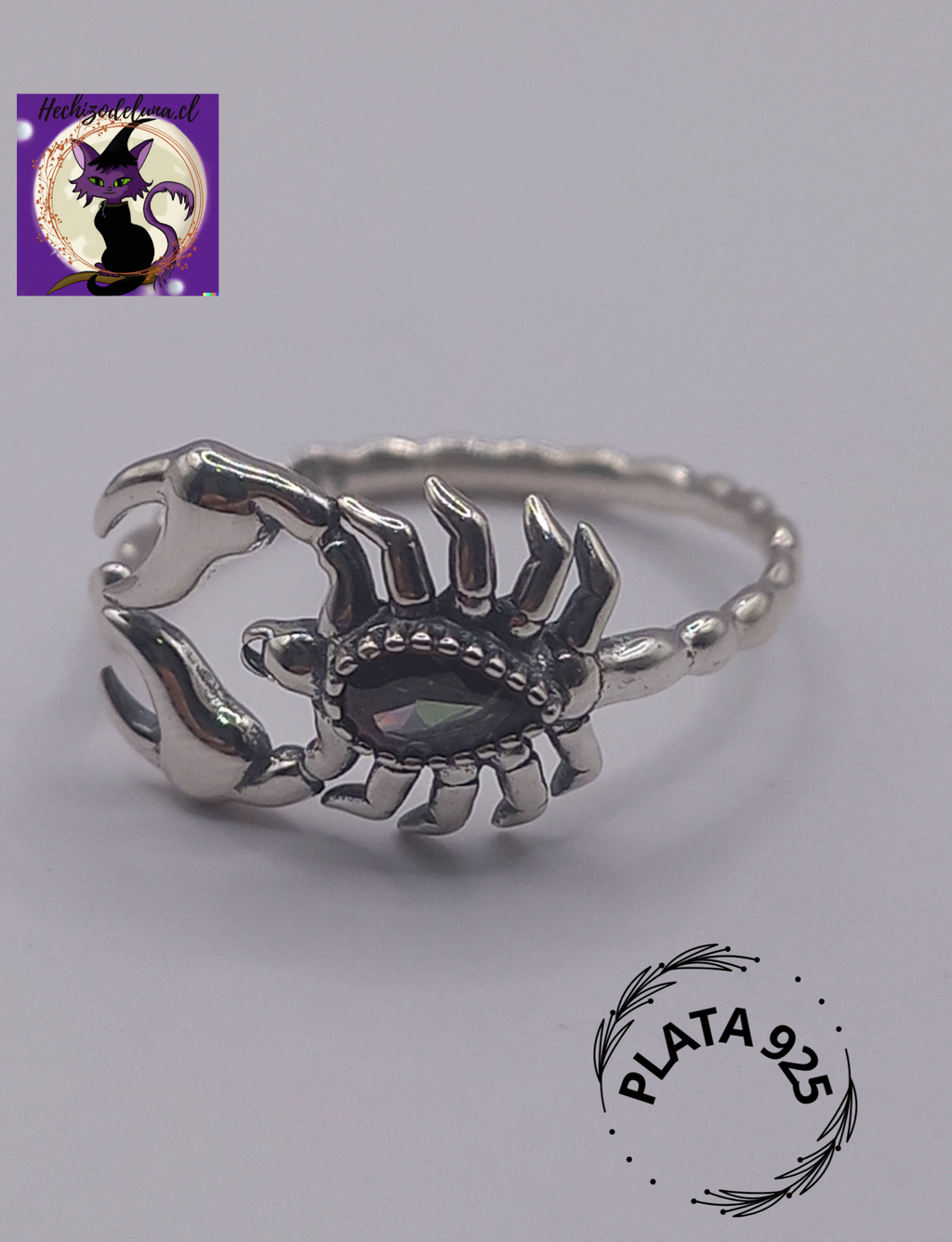 Anillo Ajustable de Escorpión de Plata.