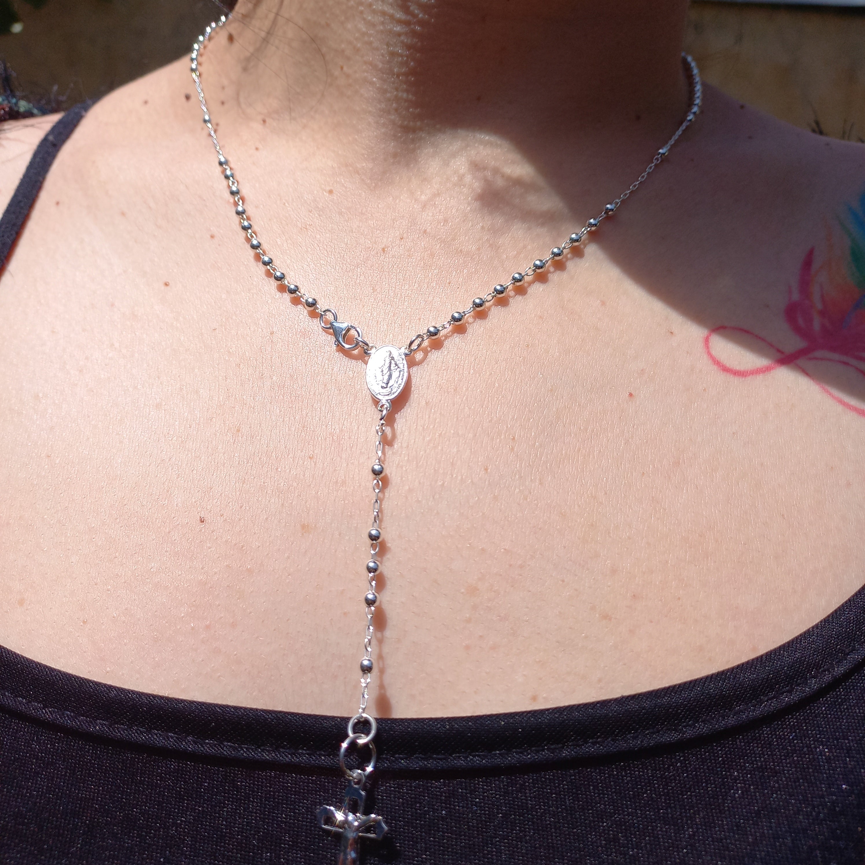Collar Rosario de Plata de 45 cm.