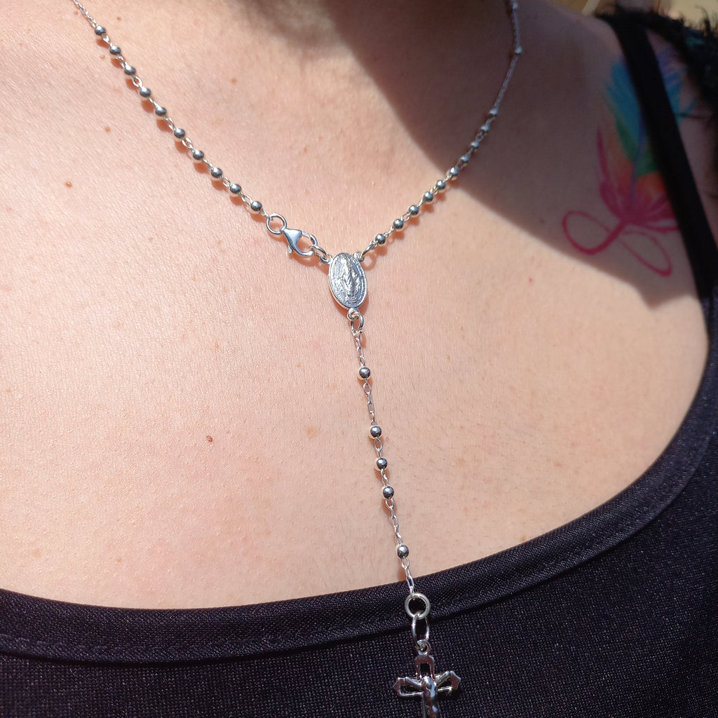 Collar Rosario de Plata de 45 cm.