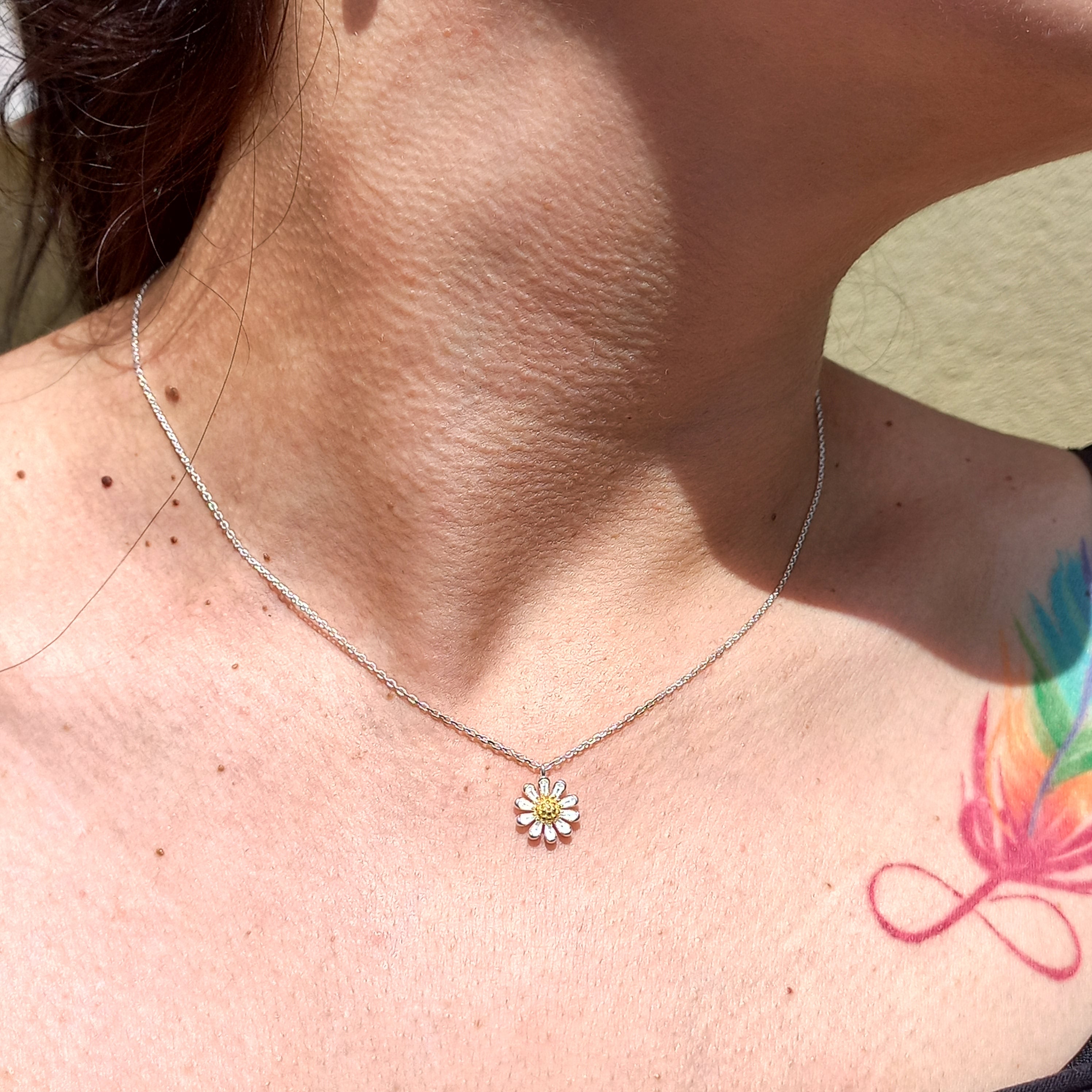 Collar Ajustable de Margarita de Plata 45 cm.