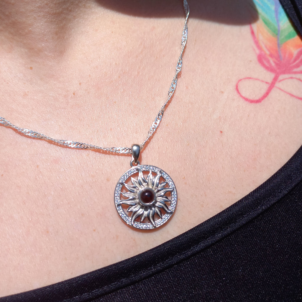Colgante Girasol I Love You con Cadena de Plata 50 cm.