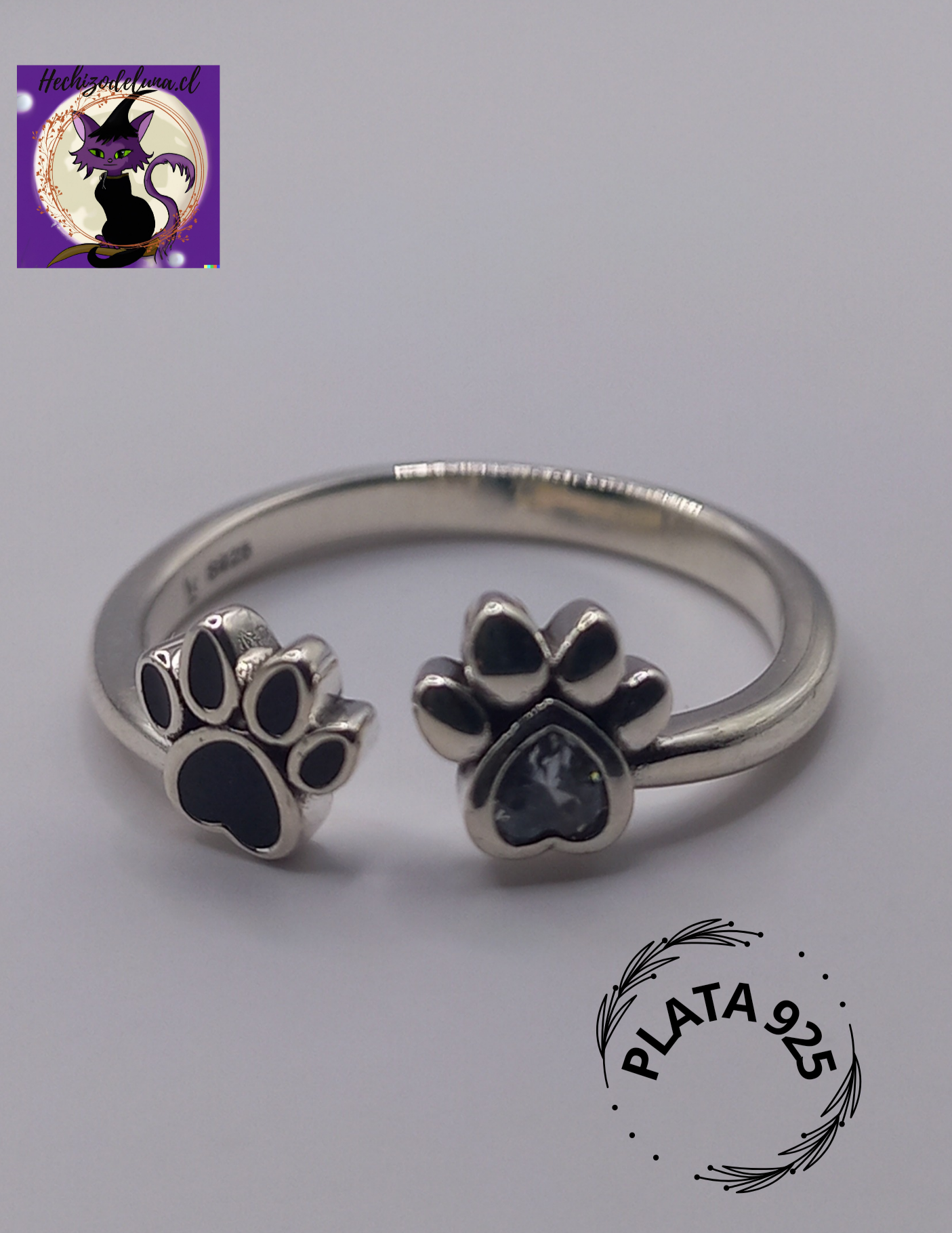 Anillo Ajustable Plata 925 Patitas de perro.