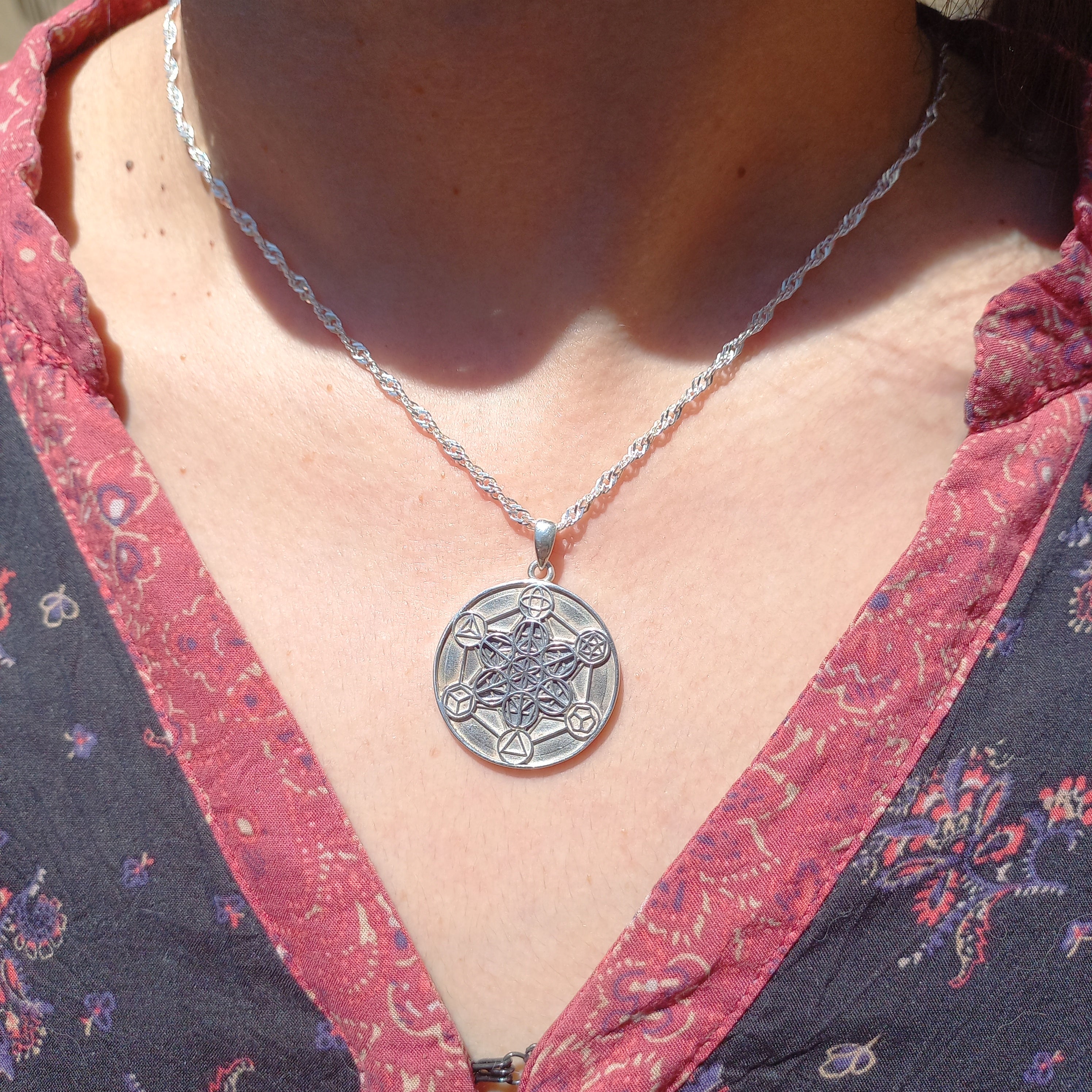 Colgante Metatrón con Cadena de Plata 50 cm.