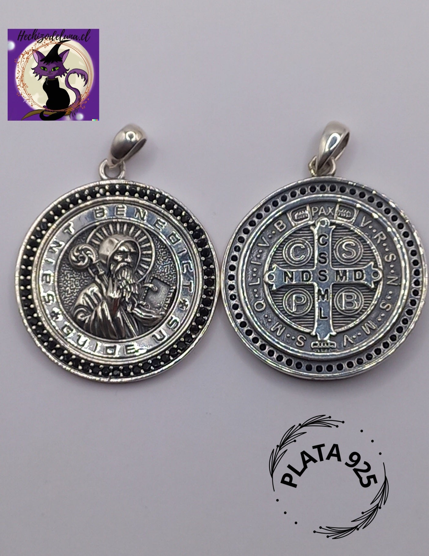 Colgante San Benito con Cadena de Plata 50 cm.