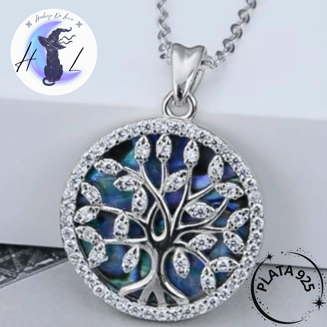Colgante Árbol de la Vida con Piedra Nácar de Plata.