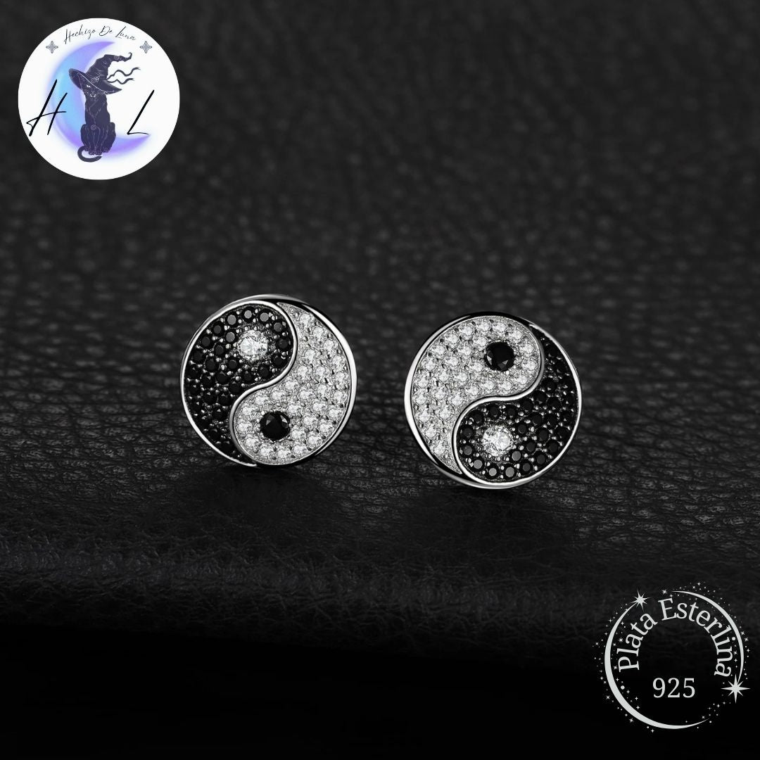 Aros De Plata Y Espinela, Diseño Yin Yang.