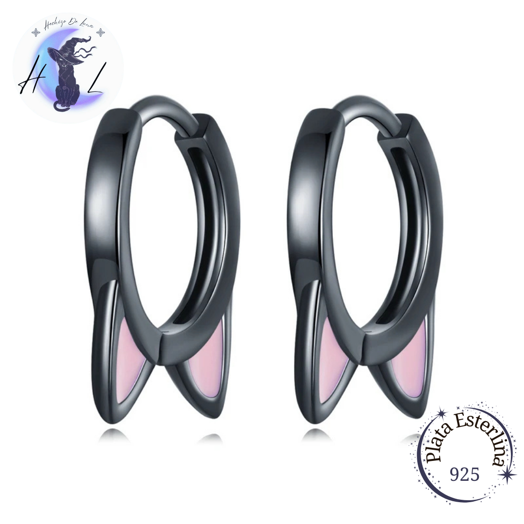 Aros De Plata, Diseño Orejas y Patitas De Gato.