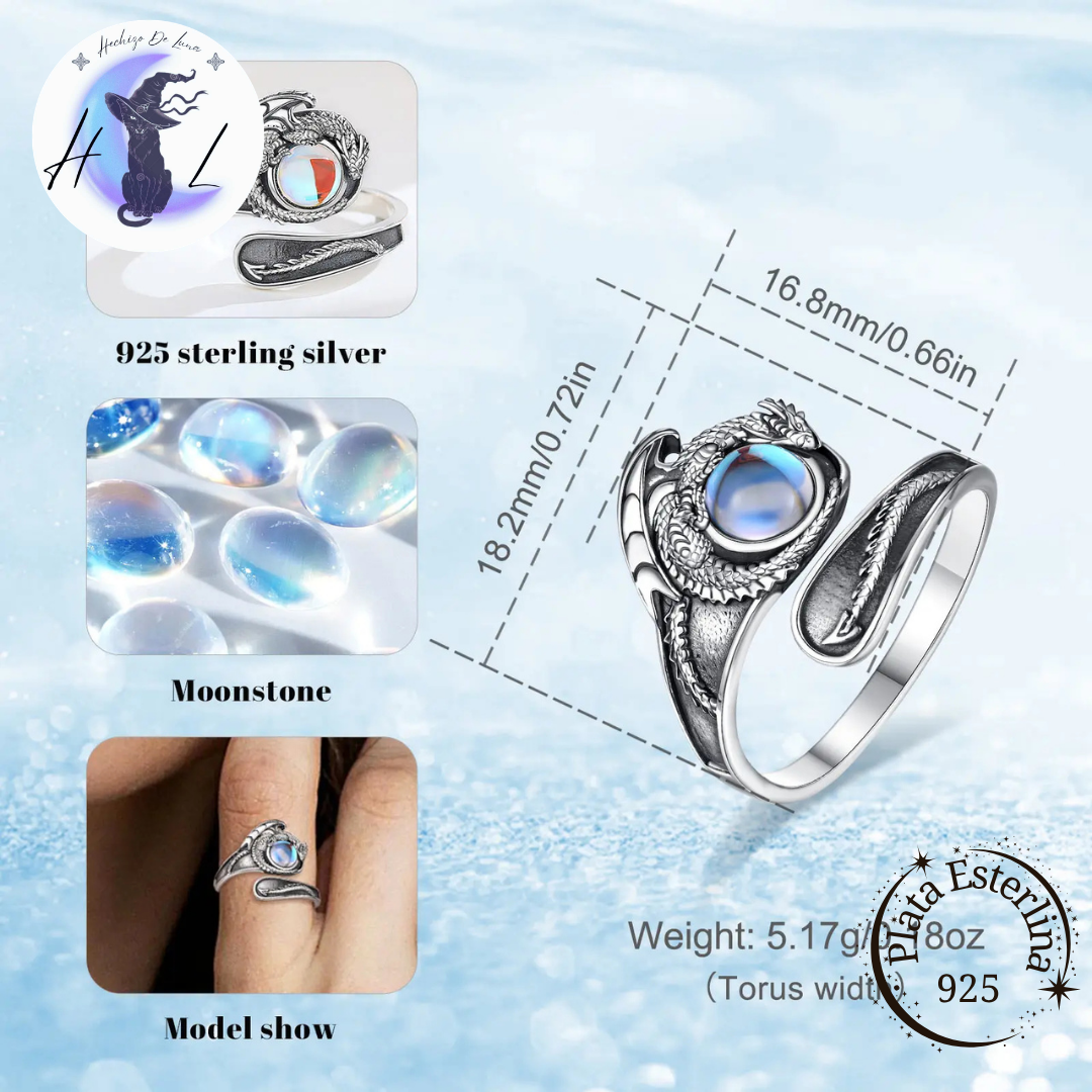 Dragón | Anillo Ajustable De Plata 925
